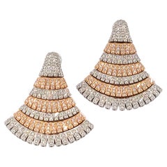 Diamond Ginkgo Chandelier Earrings in 18K White and Rose Gold