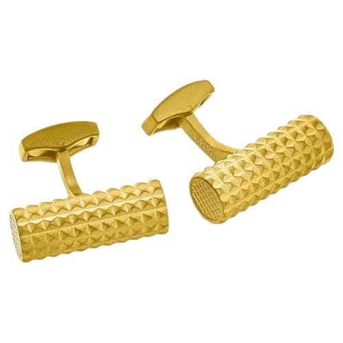 Diamond Giza Cylinder Cufflinks in Yellow Gold For Sale