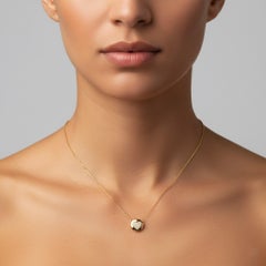 Collier en or jaune 14K (ou 18k sur demande) Diamond Glamour Disc Heart