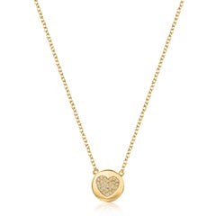 Collier cœur à disques glamour en or jaune 14 carats et diamants