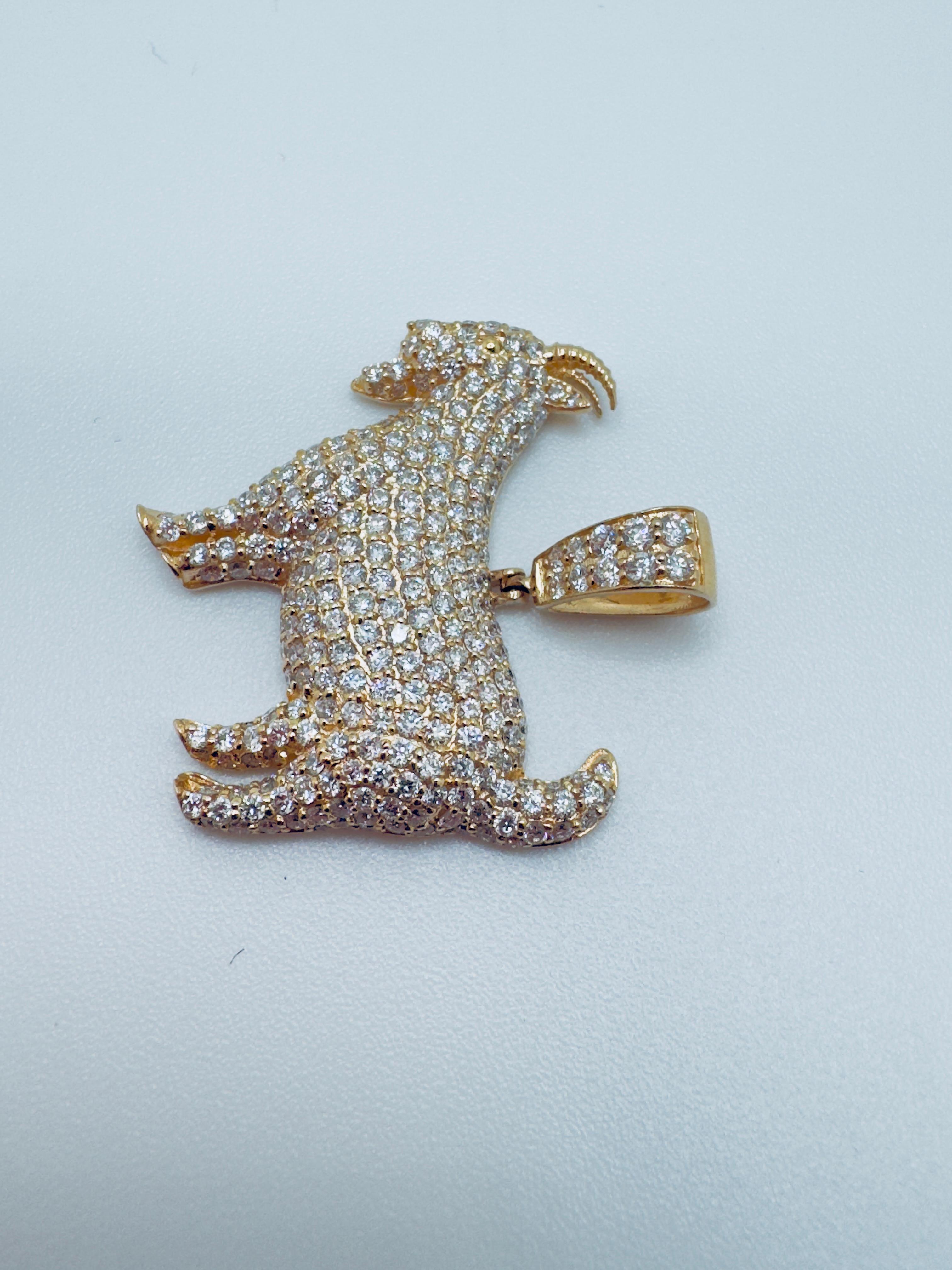 Art Deco Diamond GOAT Statement Pendant For Sale