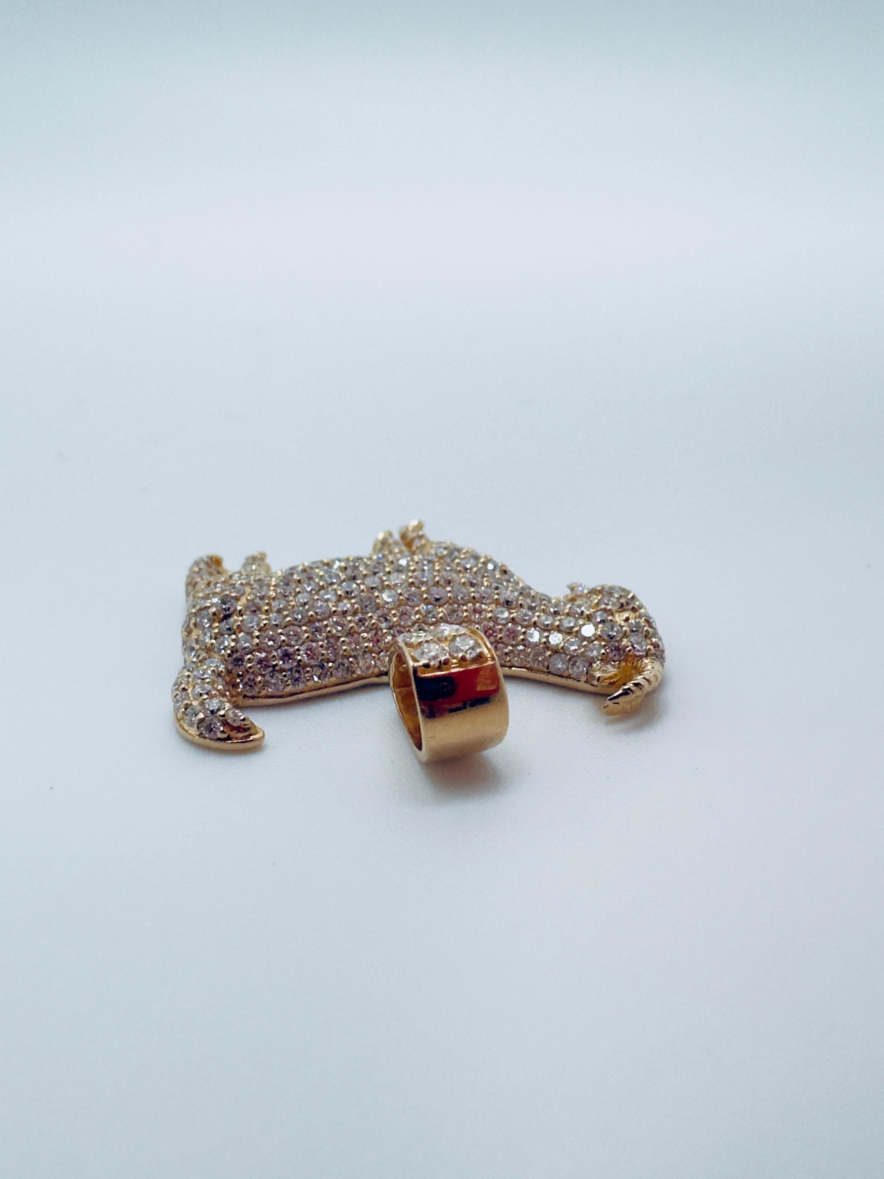 Round Cut Diamond GOAT Statement Pendant For Sale
