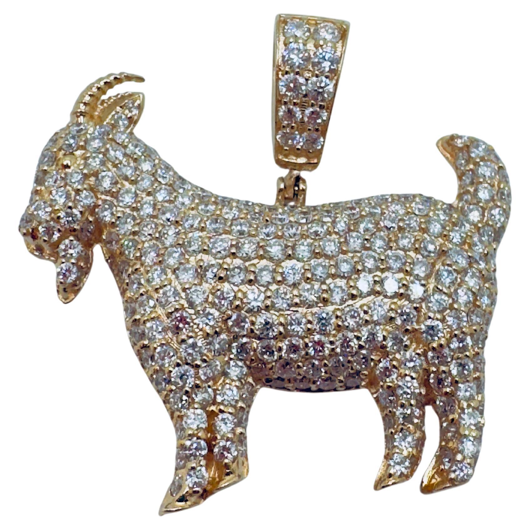 Diamond GOAT Statement Pendant For Sale