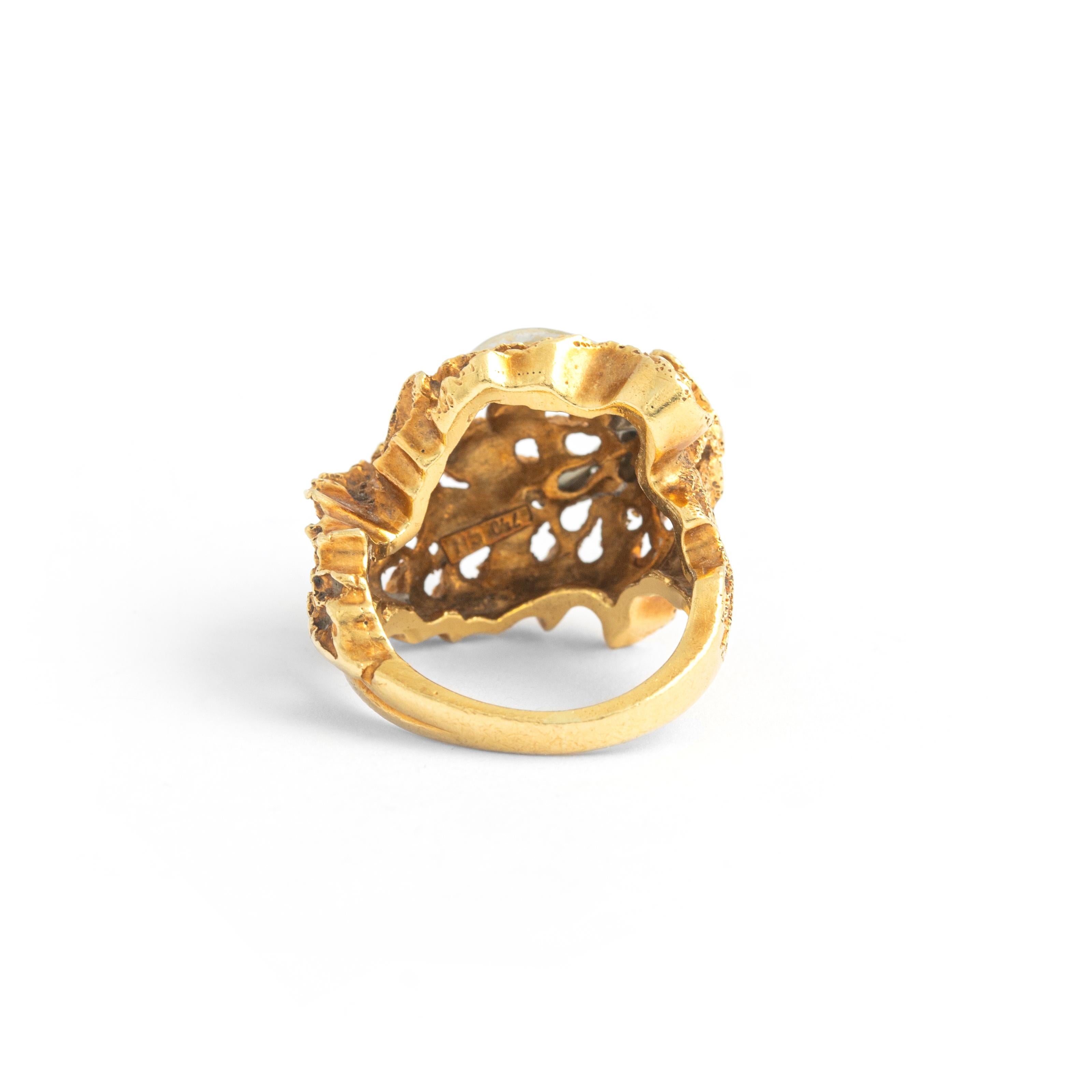 Diamond Gold 18K Ring 1970S In Good Condition For Sale In Geneva, CH
