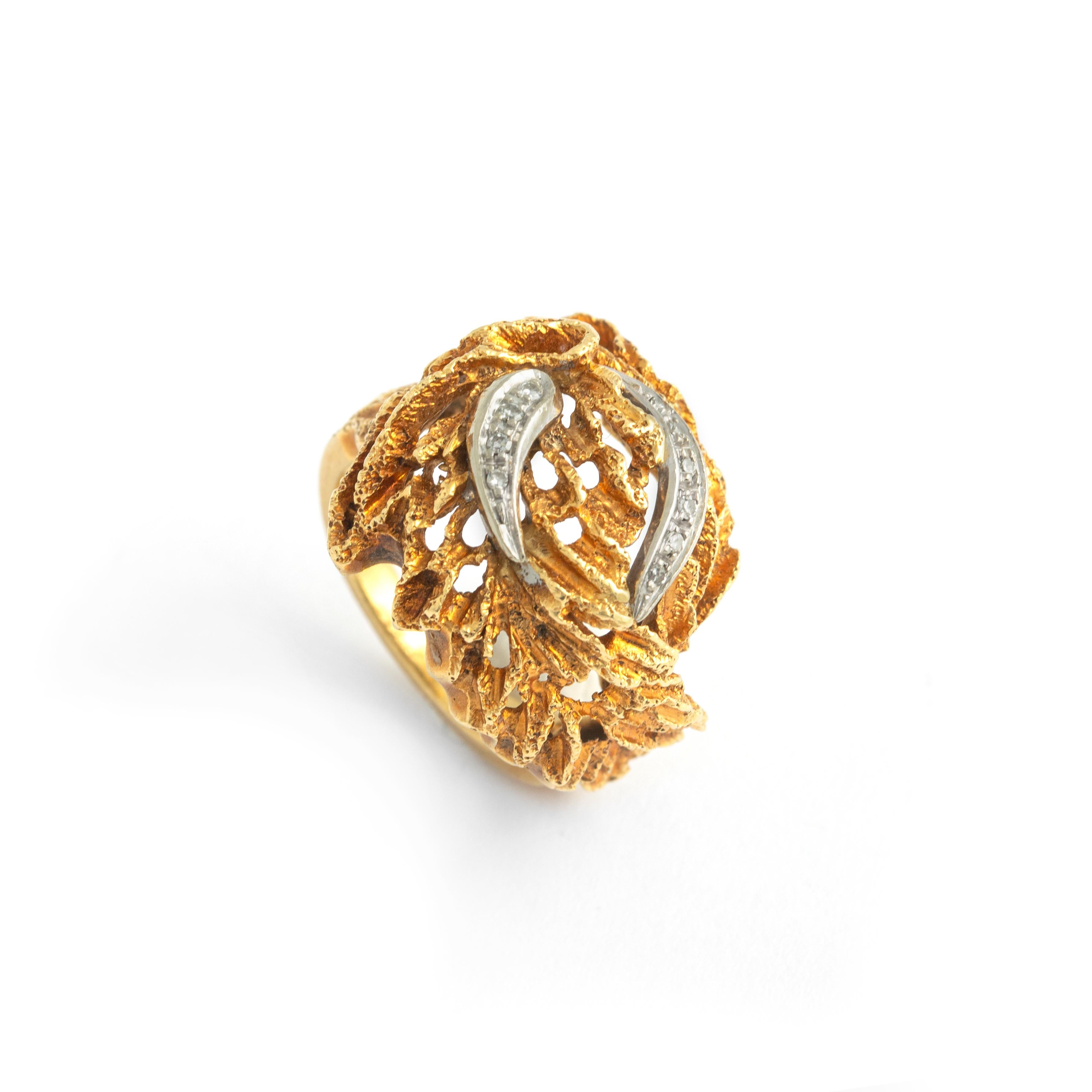 Diamond Gold 18K Ring 1970S For Sale 1
