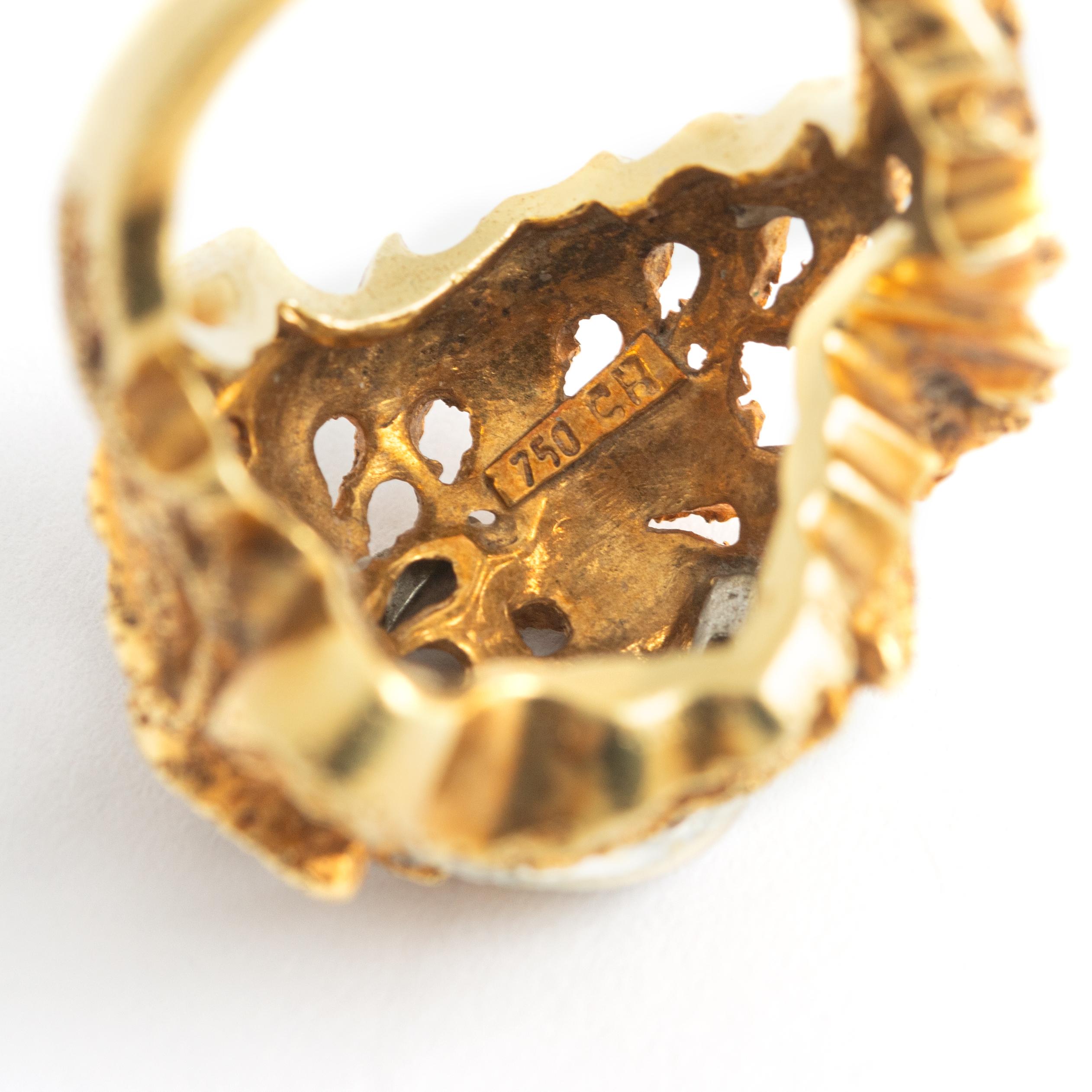 Diamond Gold 18K Ring 1970S For Sale 2