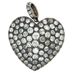 Ciondolo a forma di cuore in oro, diamanti e argento