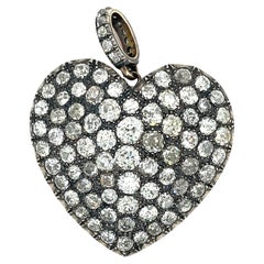 Vintage Diamond, Gold and Silver Heart Pendant