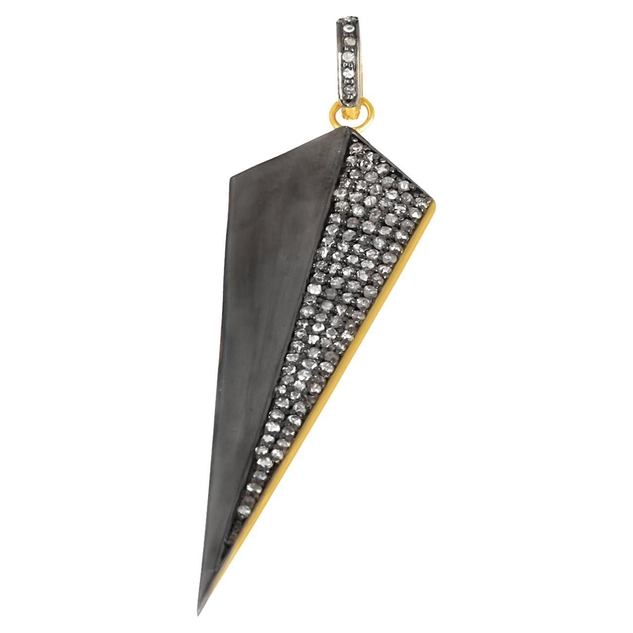 Diamond Sapphire Gold and 925 sterling Silver Pendant at 1stDibs