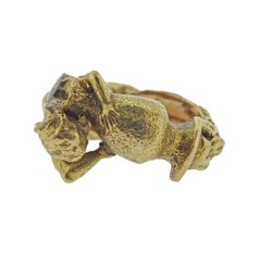 Diamond Gold Aquarius Zodiac Sign Ring
