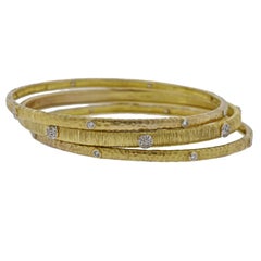 Diamond Gold Bangle Bracelet Set