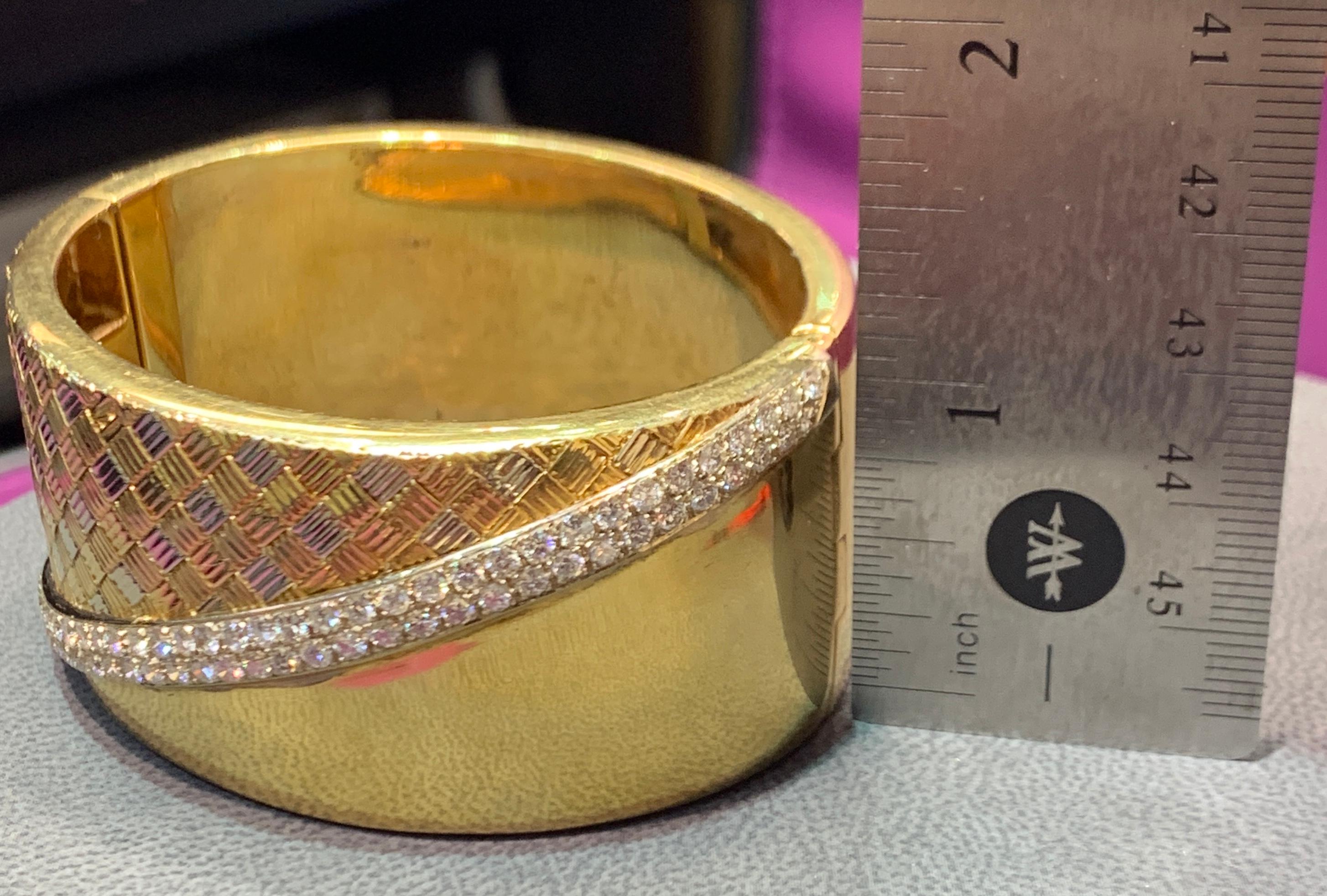 Diamond and Gold Bangle Cuff Bracelet For Sale 5