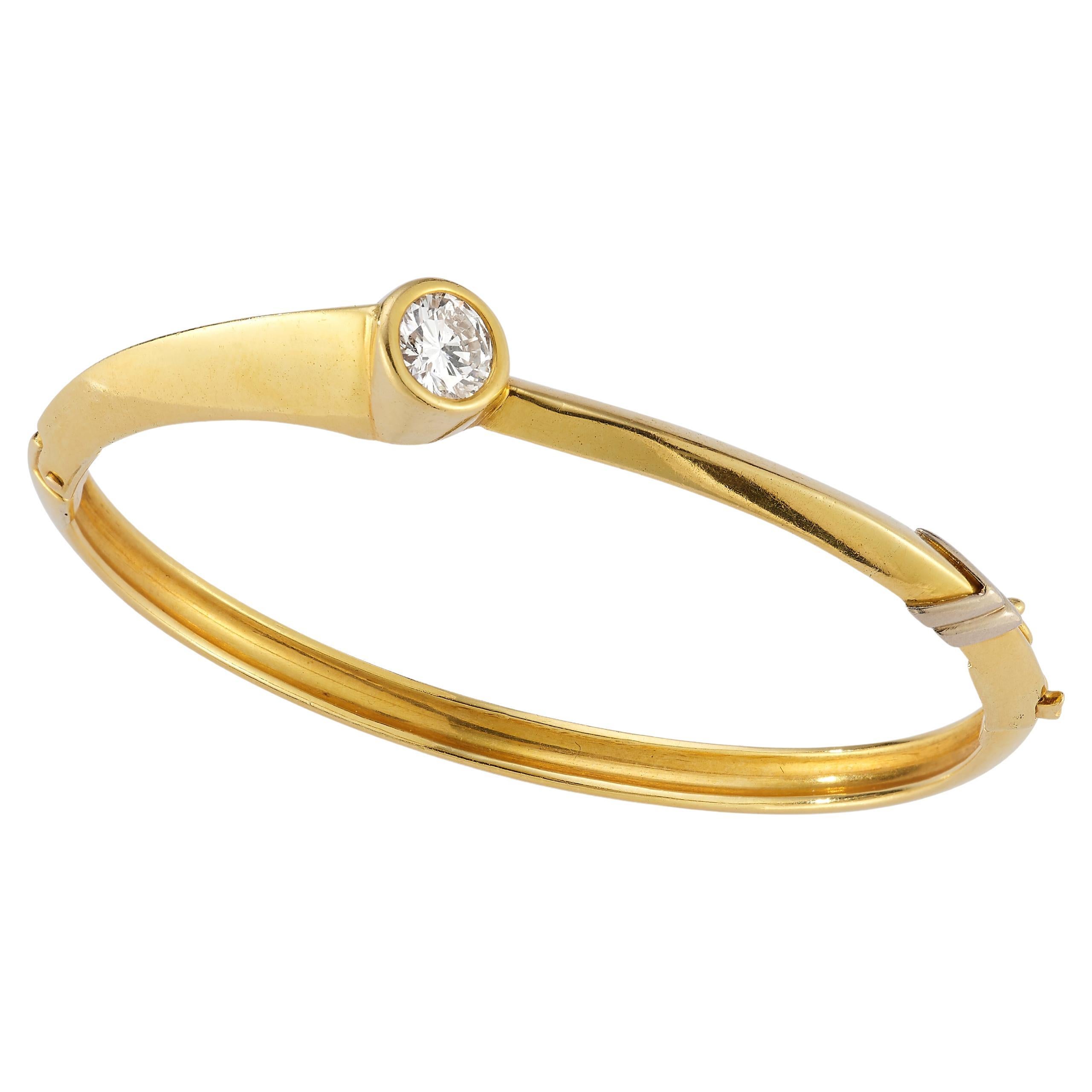 Diamant & Gold Armreif im Angebot