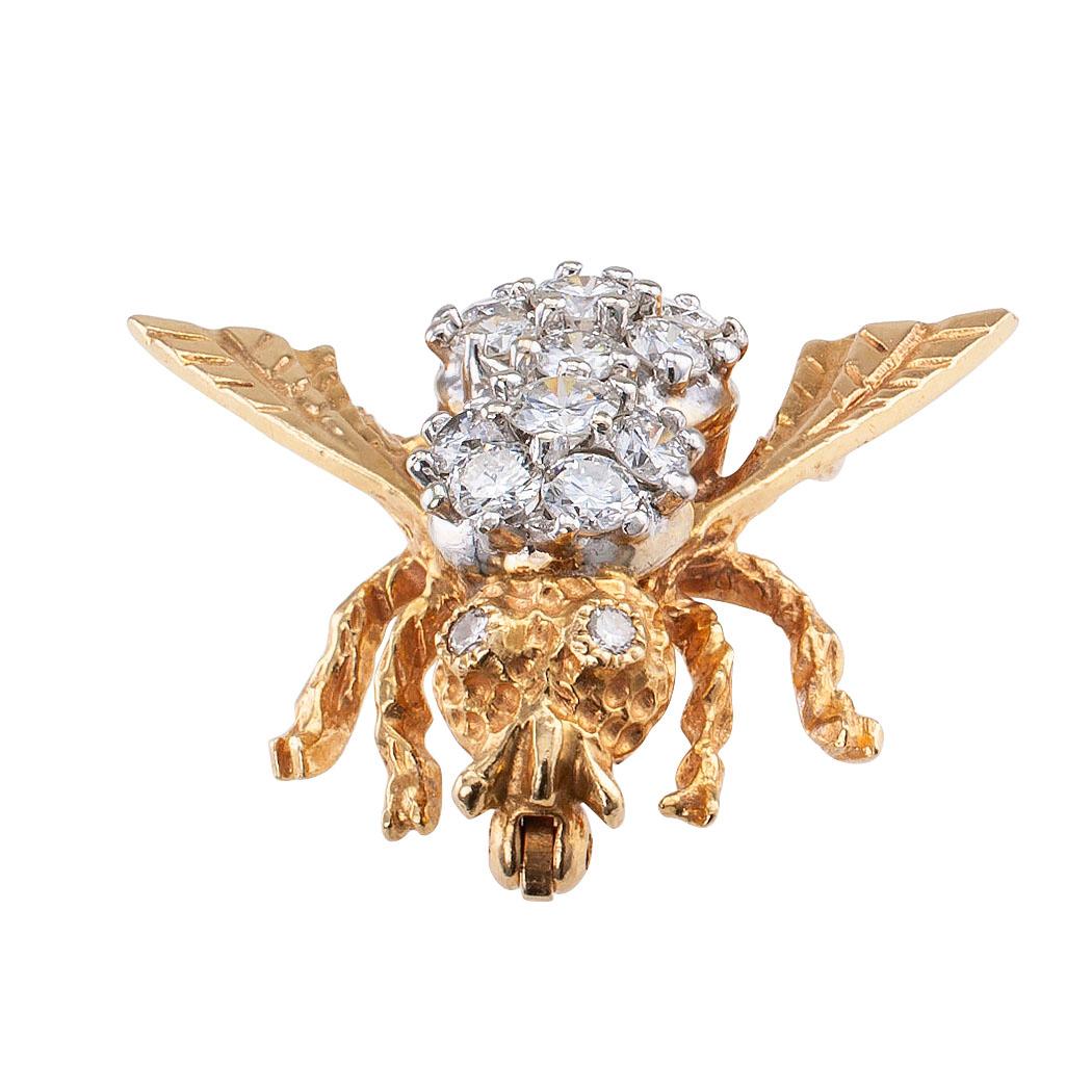 Contemporary Diamond Gold Bee Brooch