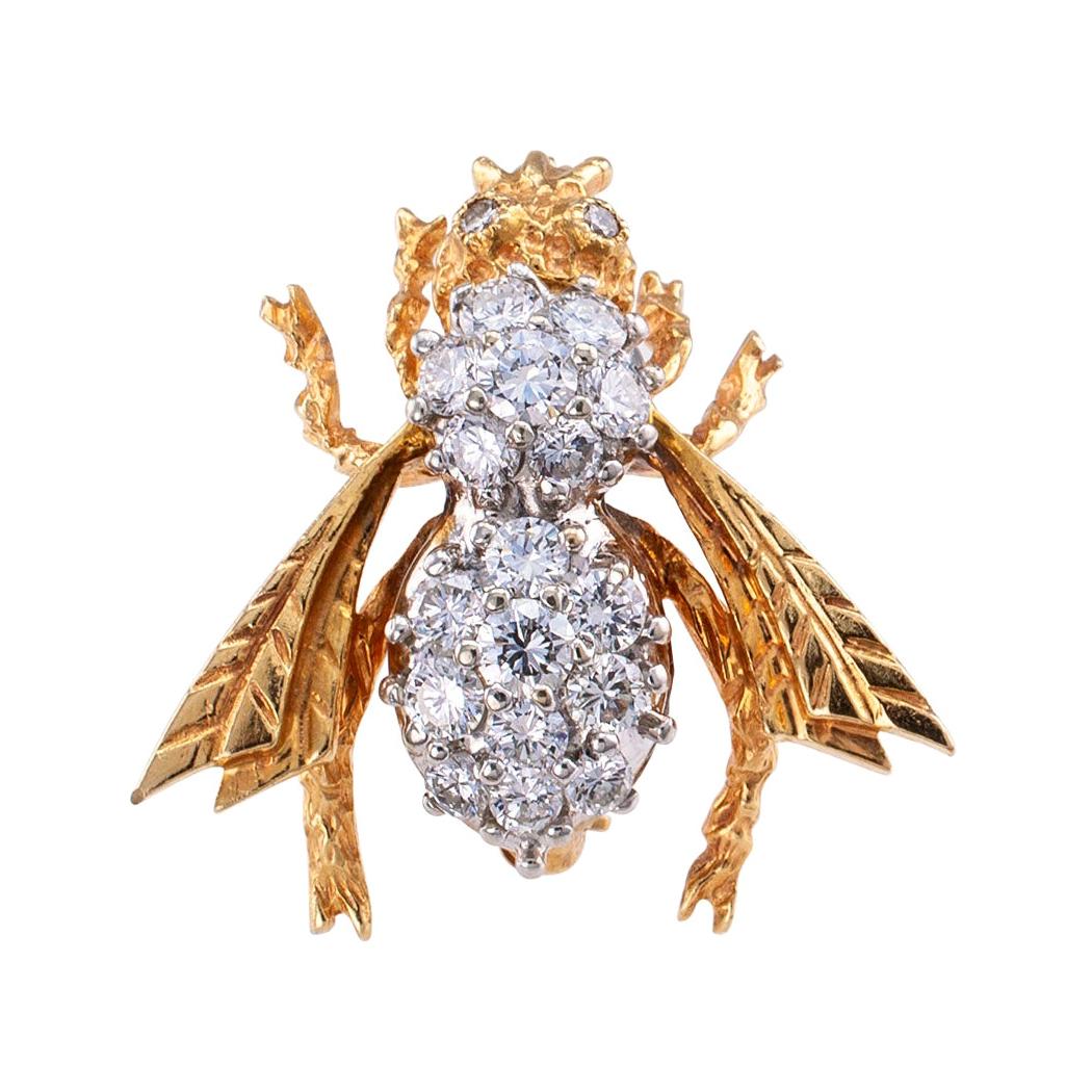 Diamond Gold Bee Brooch
