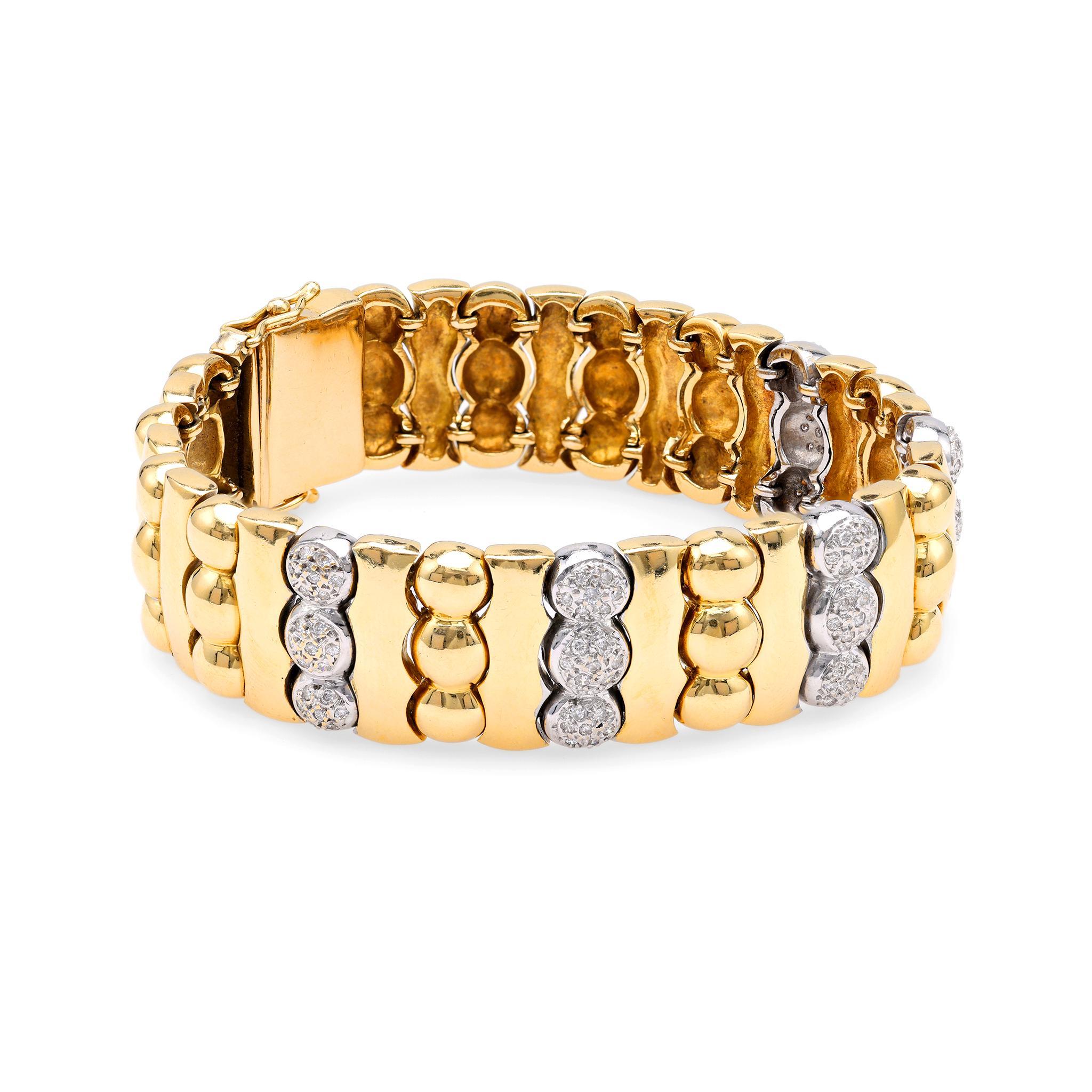 Round Cut Diamond Gold Bracelet For Sale