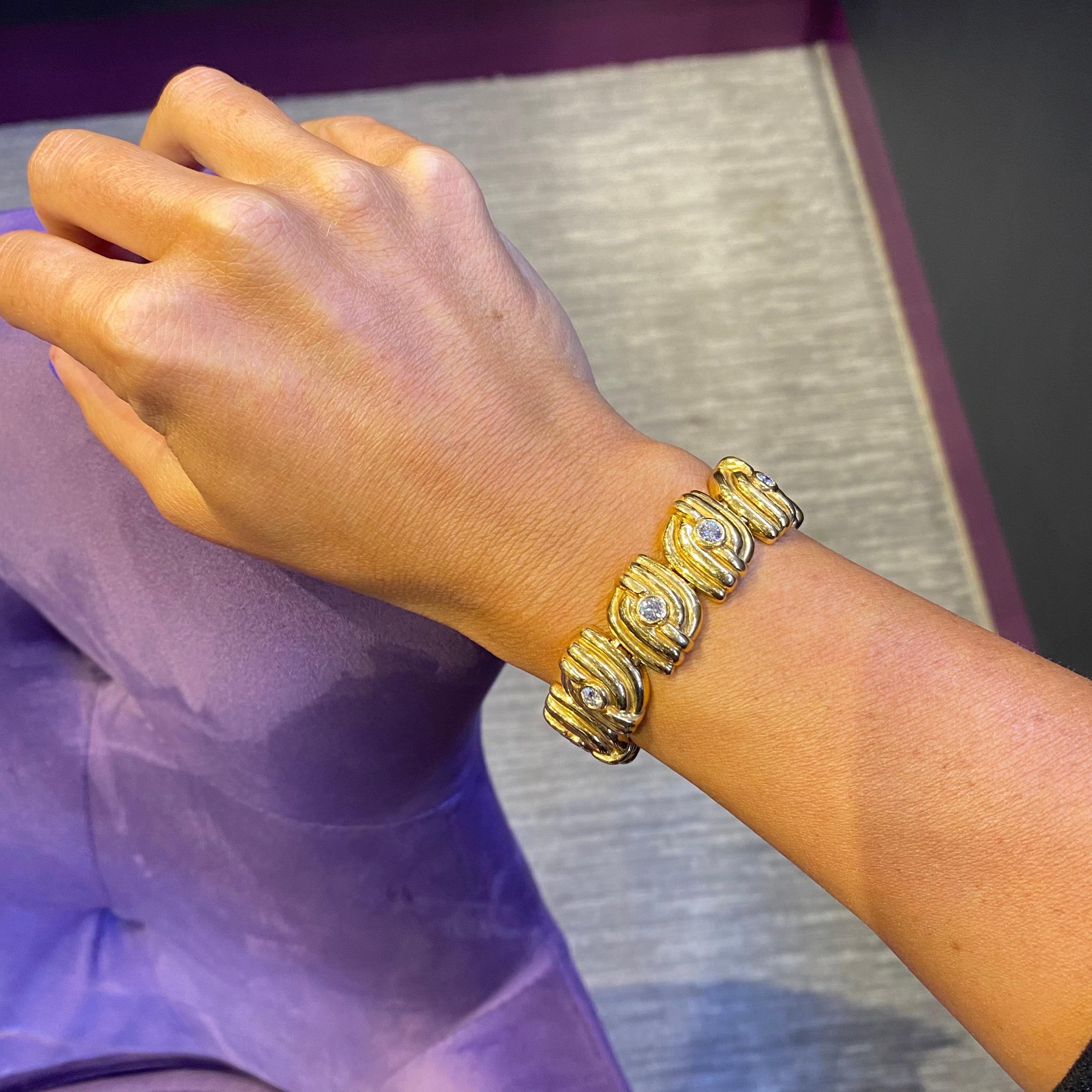 Diamant-Gold-Armband im Zustand „Hervorragend“ im Angebot in New York, NY