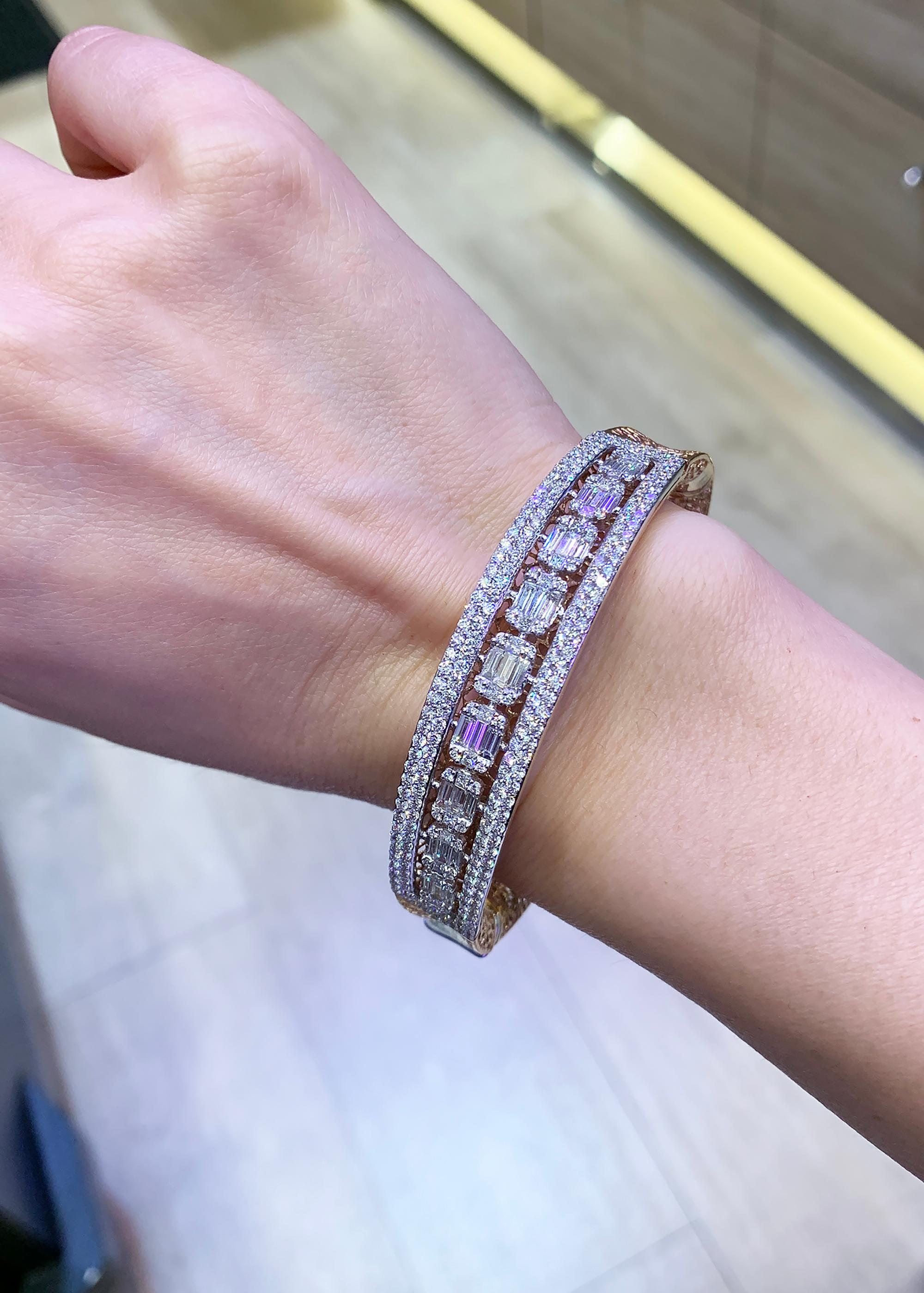 Mixed Cut Spectra Fine Jewelry, Diamond Gold Bracelet For Sale