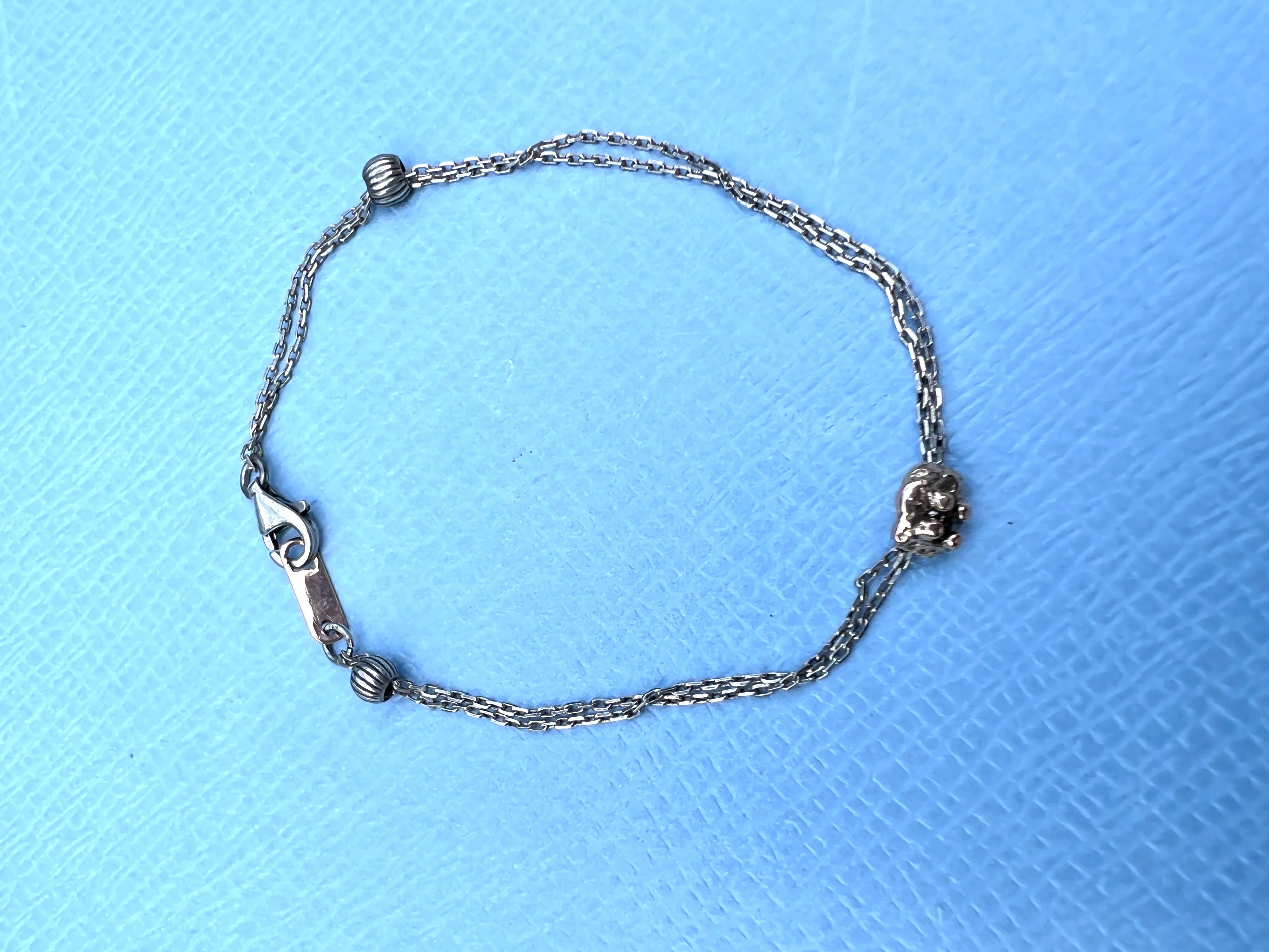Contemporaneo Bracciale d'oro con diamanti e pepite d'argento a catena in vendita