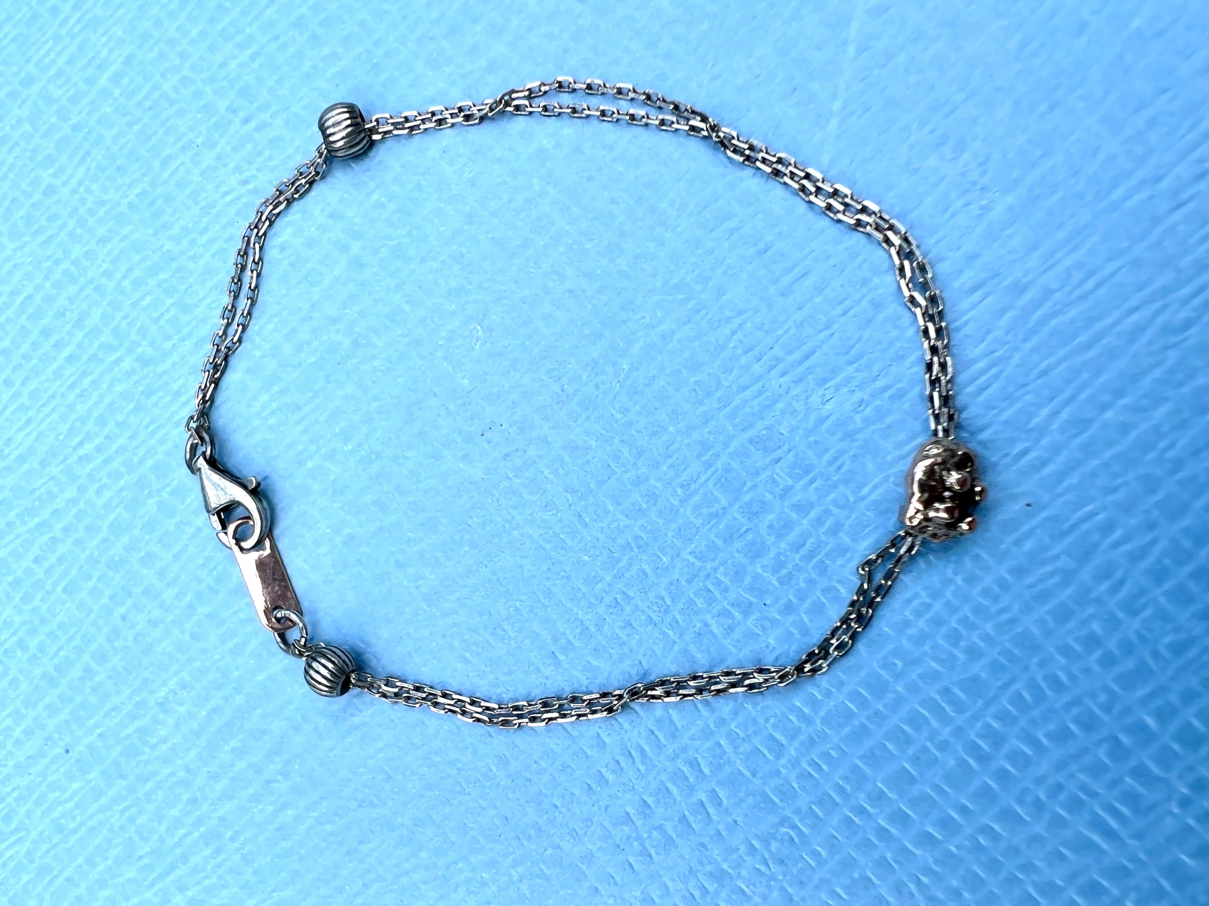 Taglio brillante Bracciale d'oro con diamanti e pepite d'argento a catena in vendita