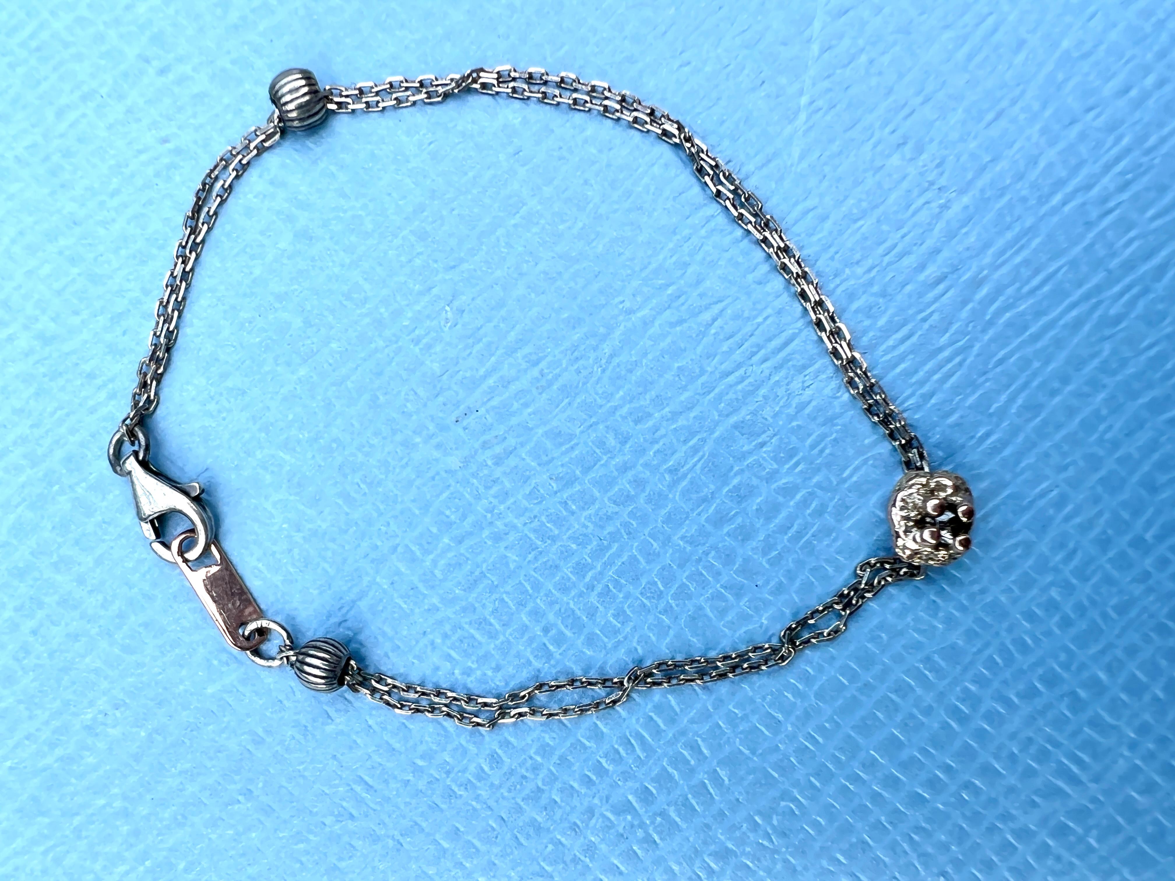 Donna Bracciale d'oro con diamanti e pepite d'argento a catena in vendita