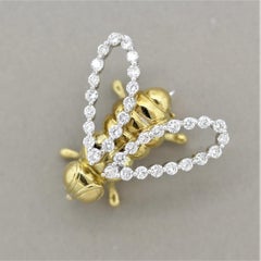 Diamond Gold Bumblebee Brooch Pin