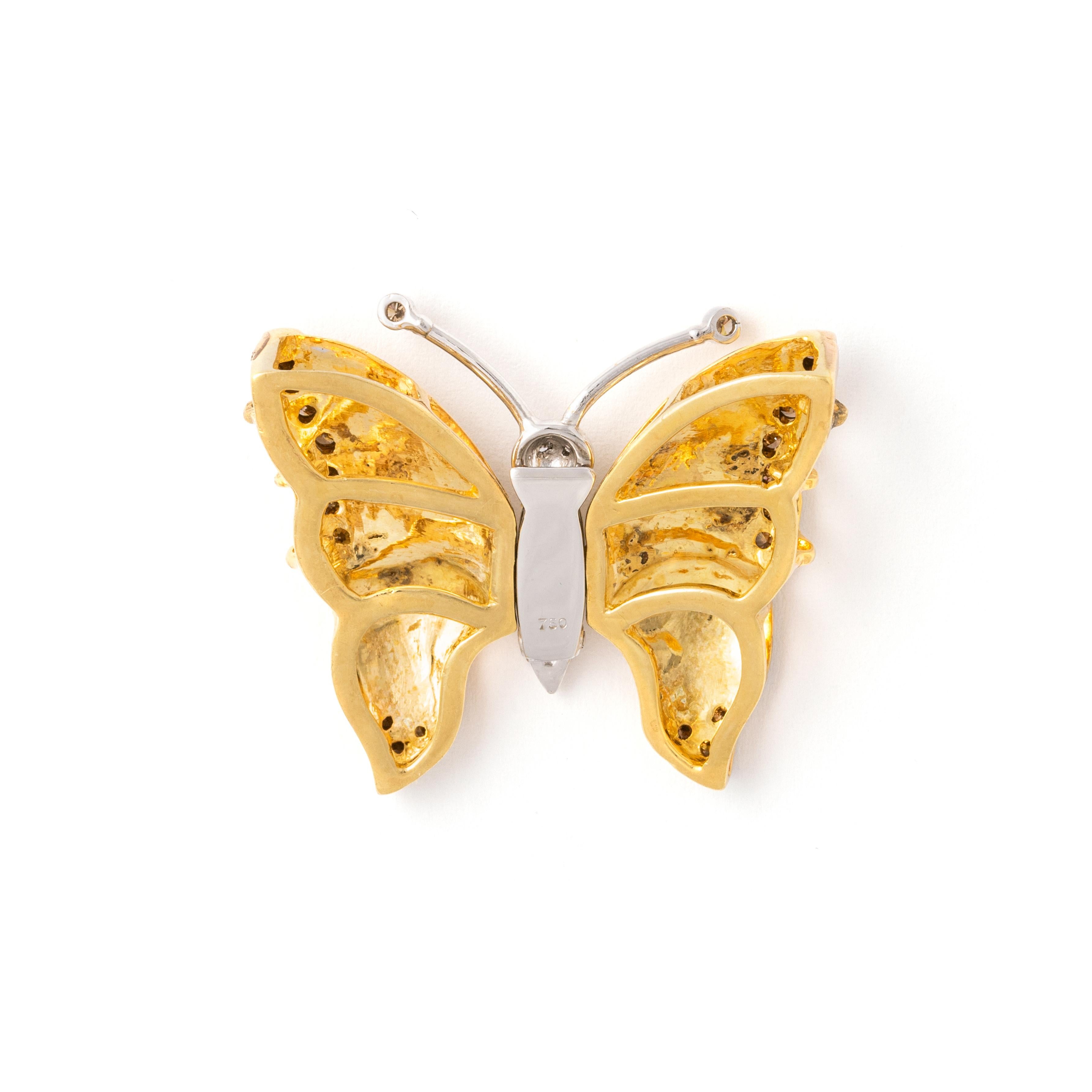 Women's or Men's Diamond Gold Butterfly design Clasp For Sale