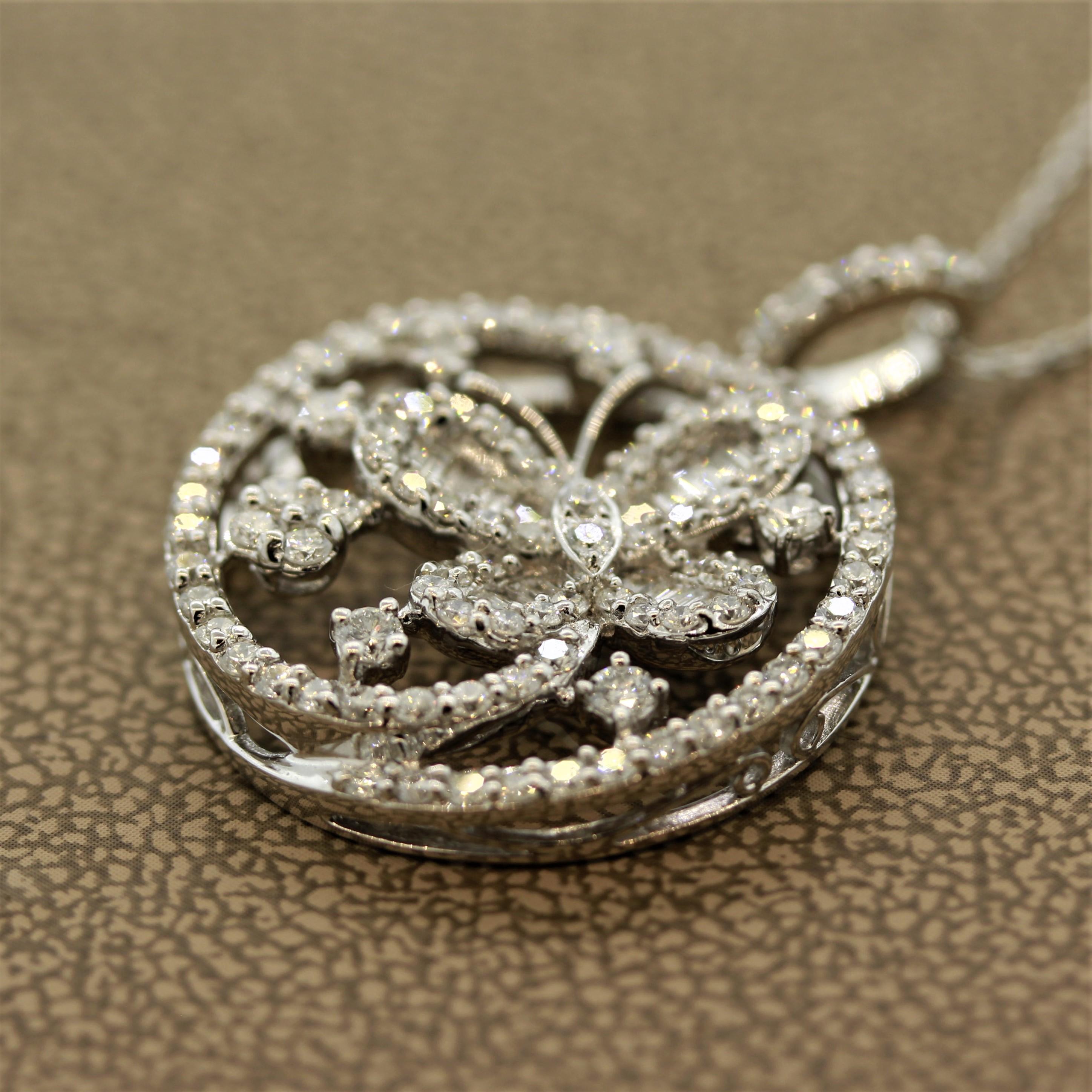 white gold diamond butterfly necklace