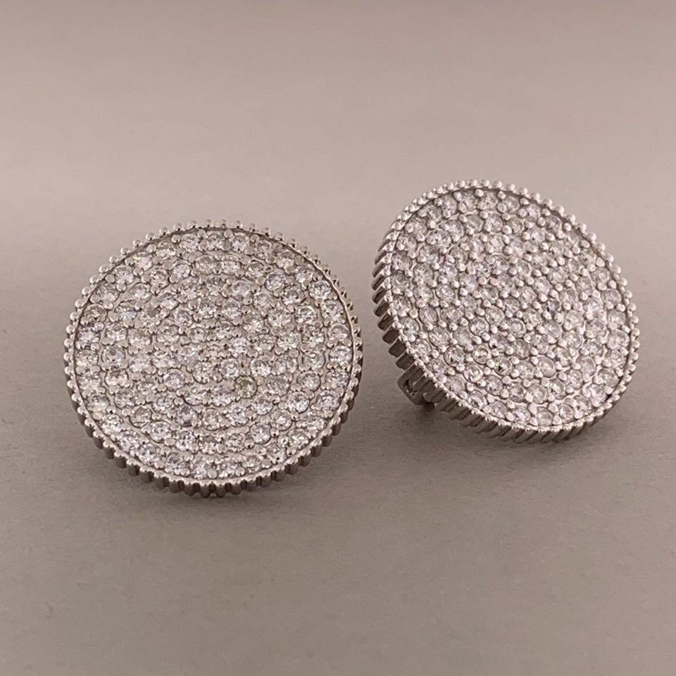 Round Cut Diamond Gold Button Earrings