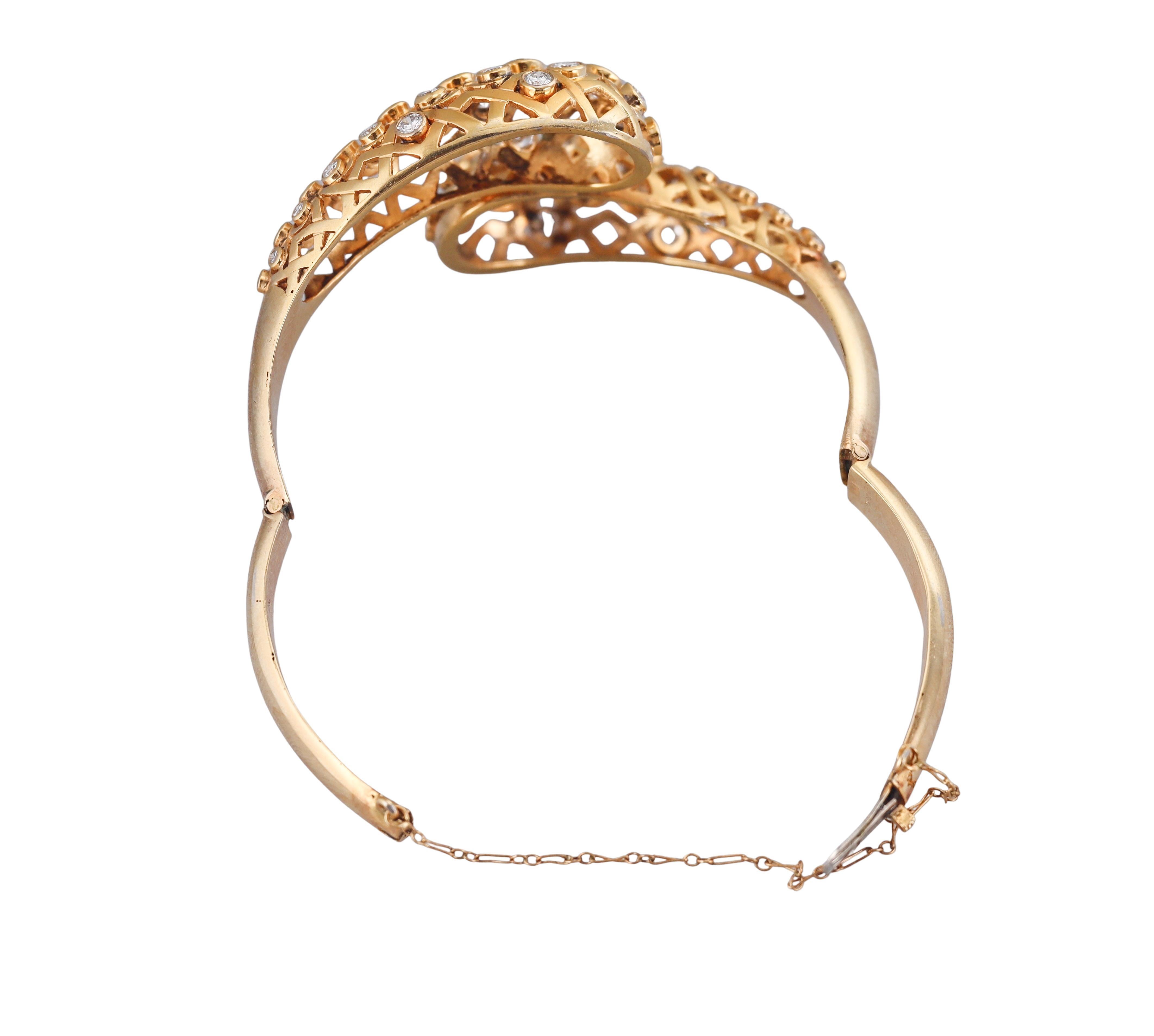 Pulsera Bypass de Oro con Diamantes en venta 2