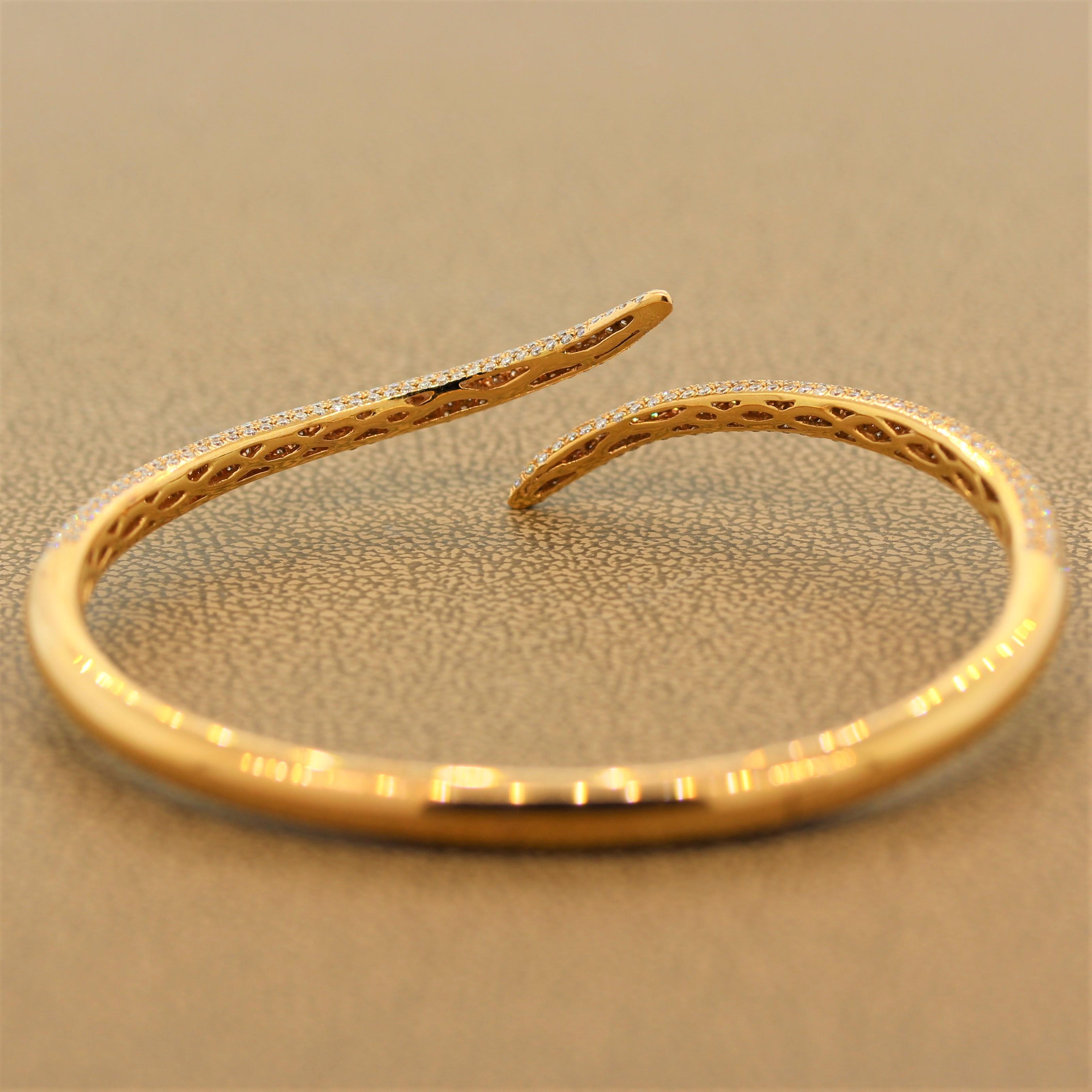 Women's Diamond Gold Bypass Cuff Bracelet