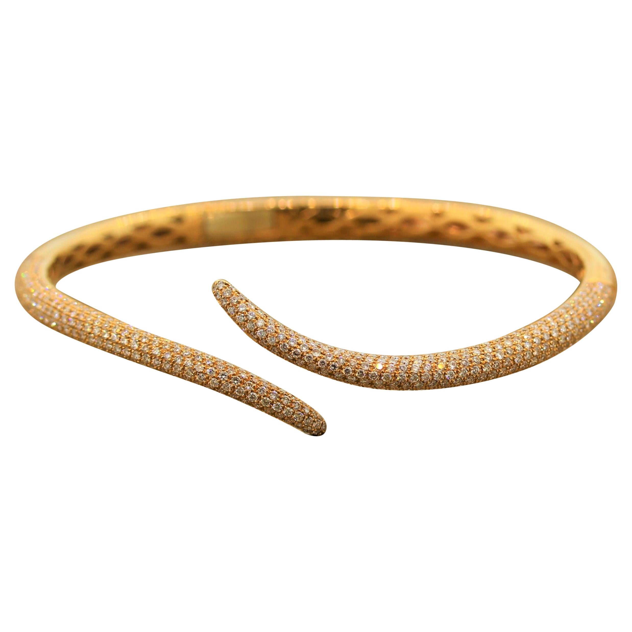 Diamond Gold Bypass Cuff Bracelet