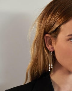 Brilliant Cut Diamond 18k Gold Chain Drop Dangle Earring