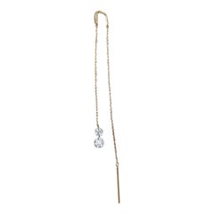 Brilliant Cut Diamond 18k Gold Chain Drop Dangle Earring