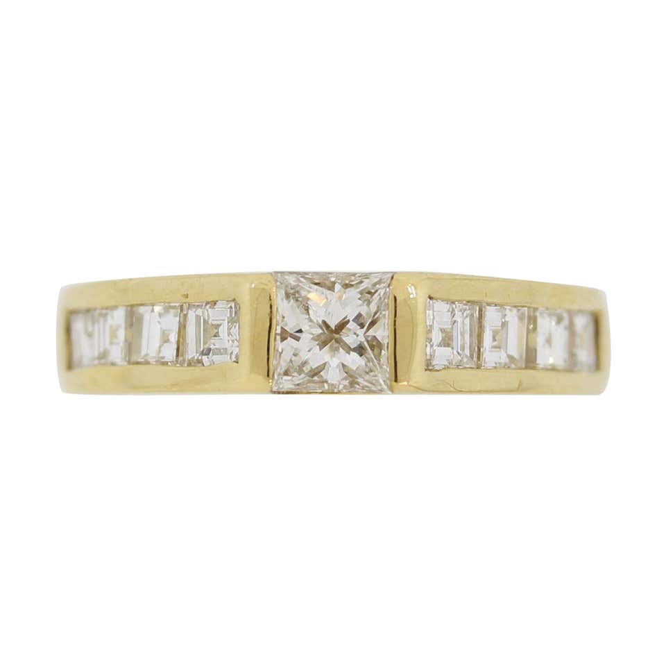 Channel Set Dimonds Channel Set Diamond Yellow Gold Band Ring For Sale at 1stDibs | channel ...