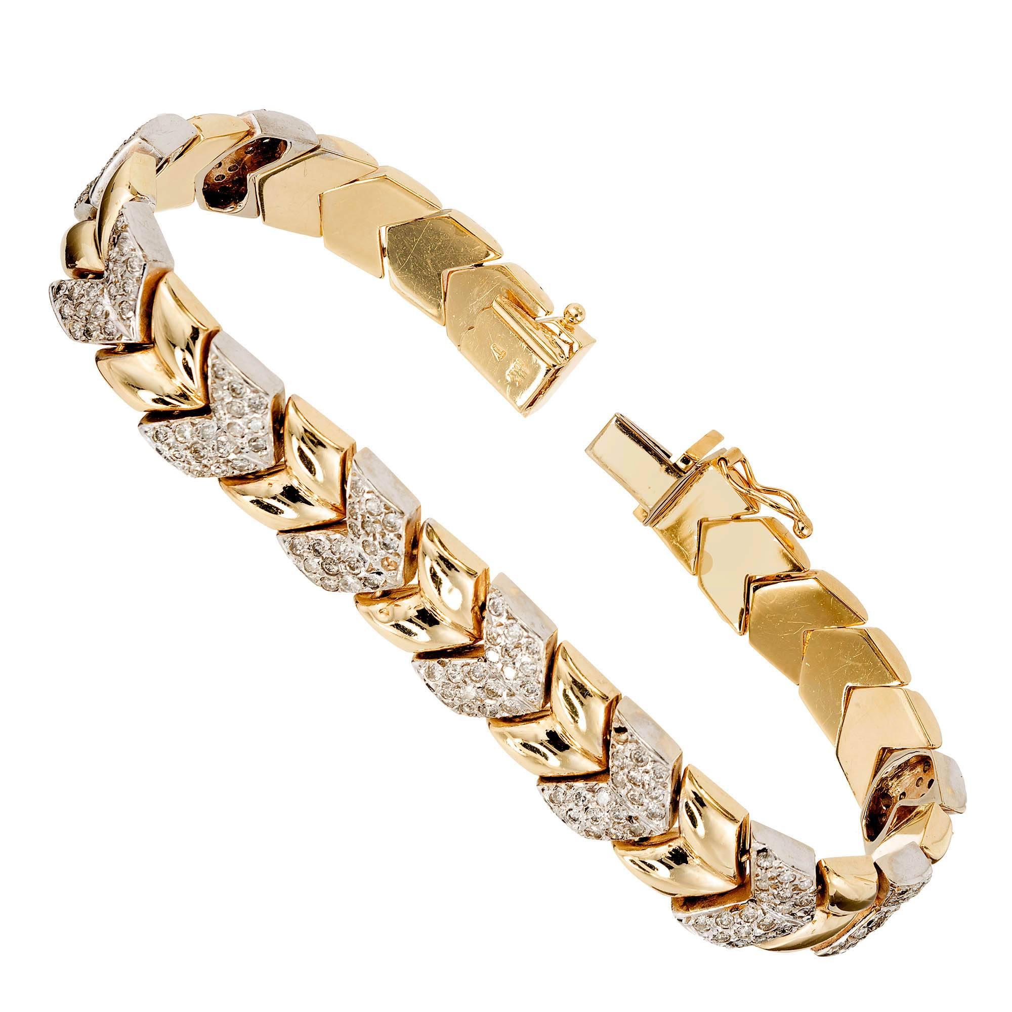 2.50 Carat Diamond Gold Chevron Link Bracelet