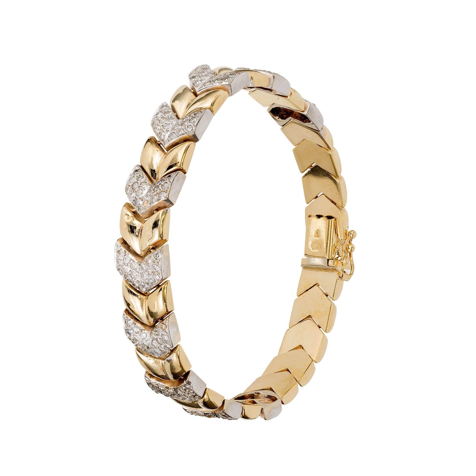 Women's 2.50 Carat Diamond Gold Chevron Link Bracelet