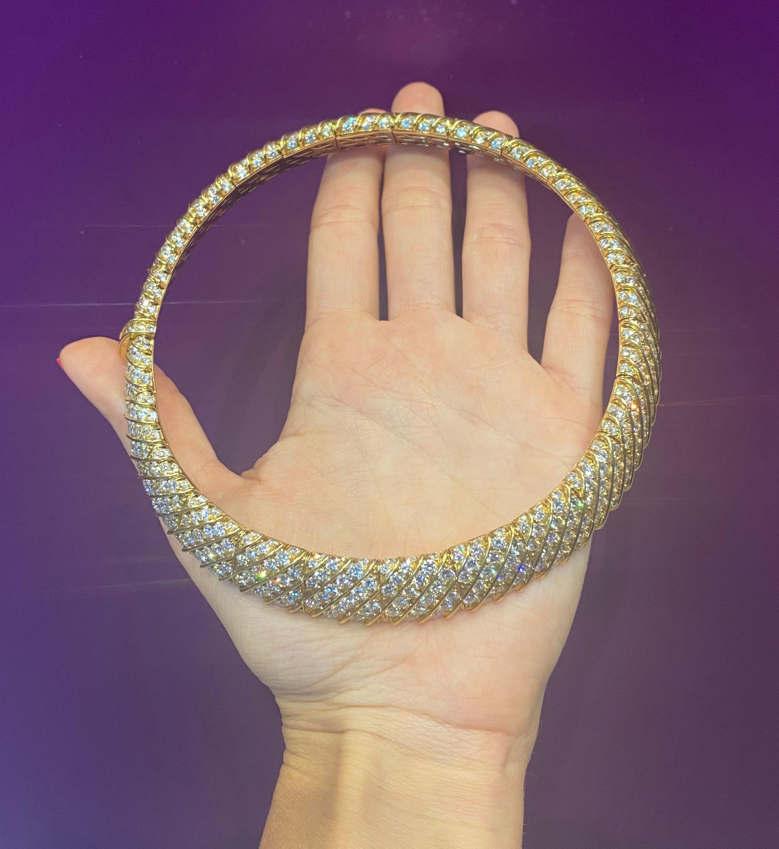 Diamond & Gold Choker Necklace For Sale 2