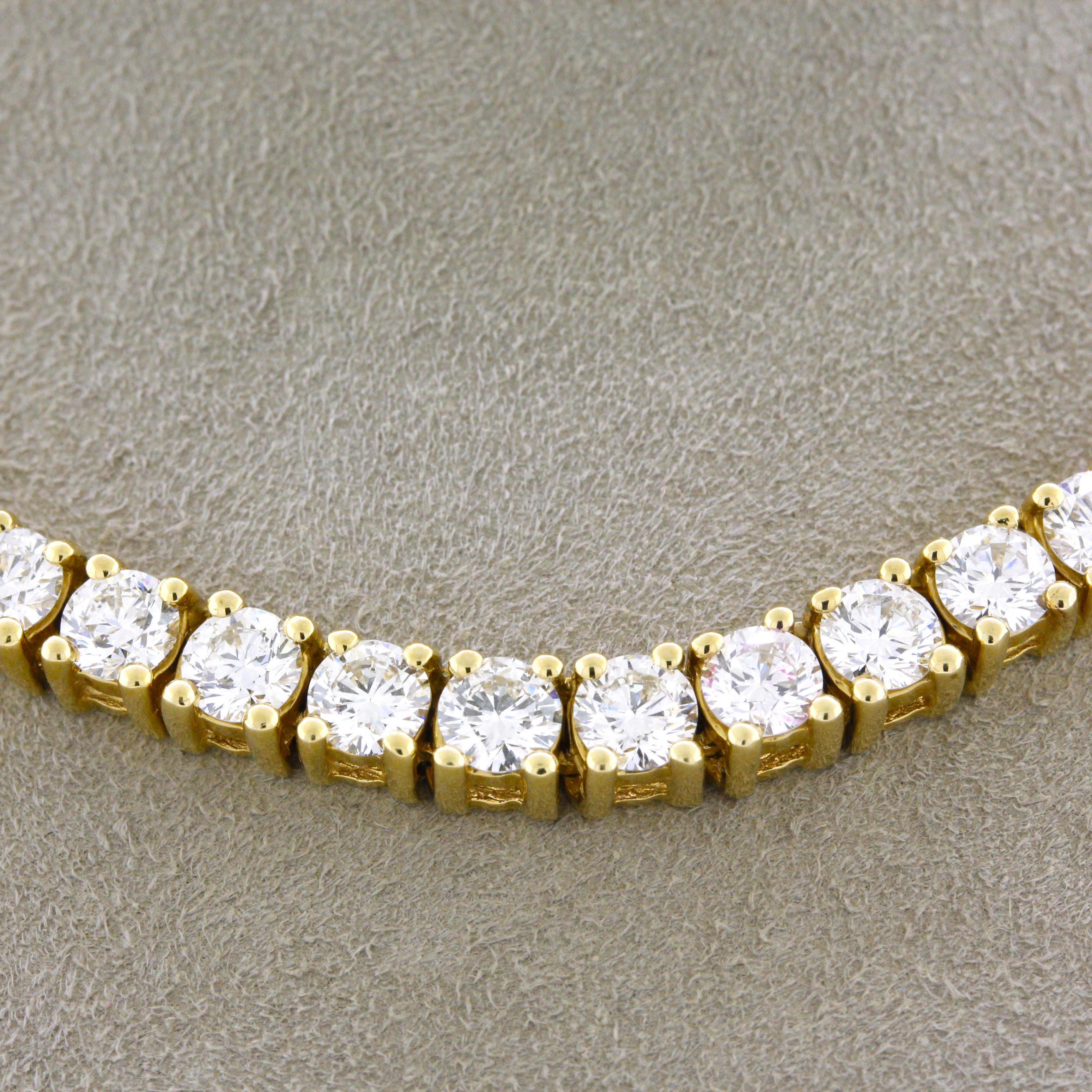 Diamant-Gold-Choker-Tennis-Halskette, 13 Zoll Damen im Angebot