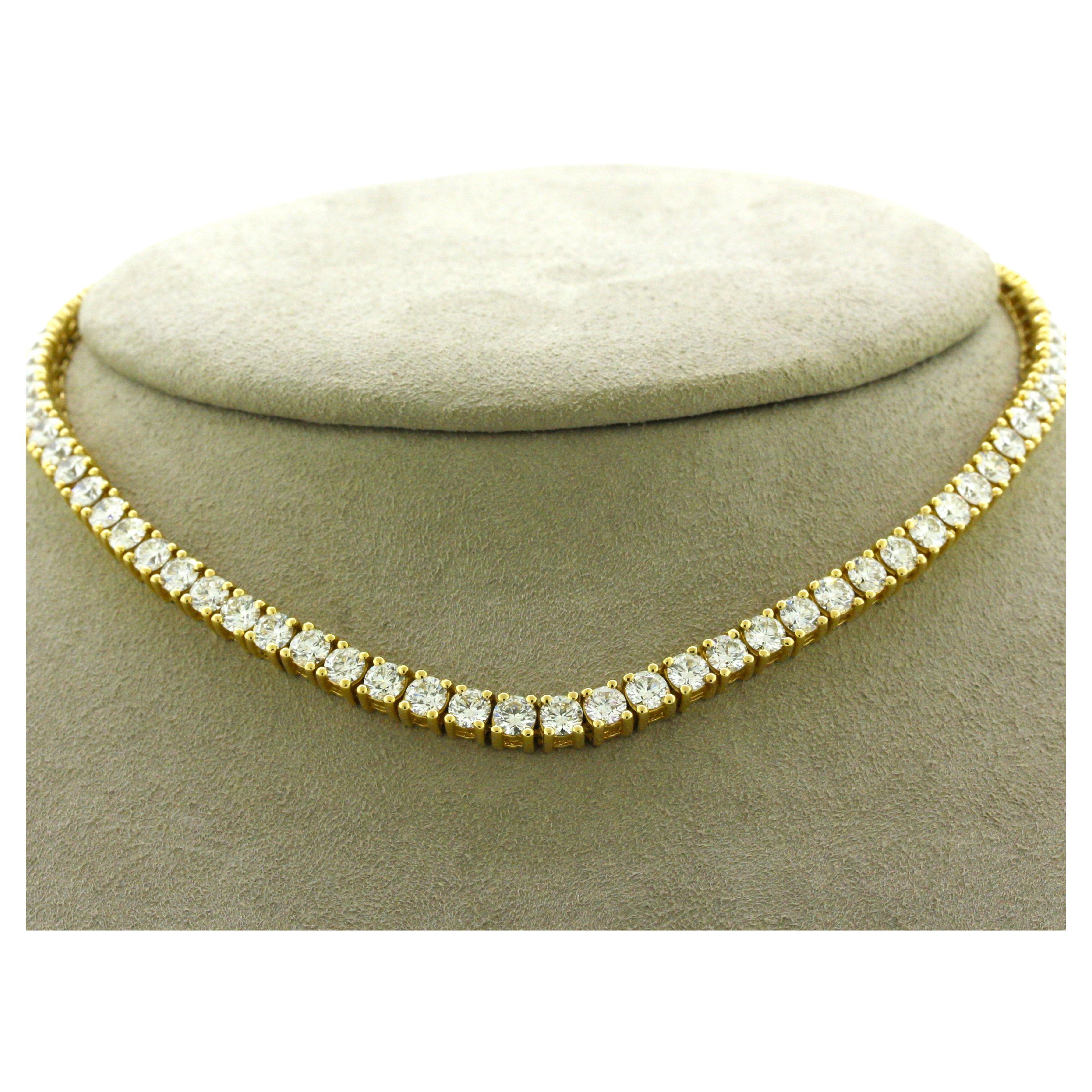 Diamond Gold Choker Tennis Necklace, 13 inches For Sale