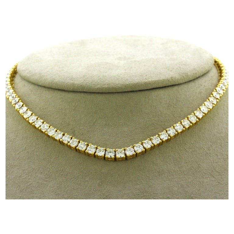 Diamond Gold Choker Tennis Necklace, 13 inches For Sale at 1stDibs