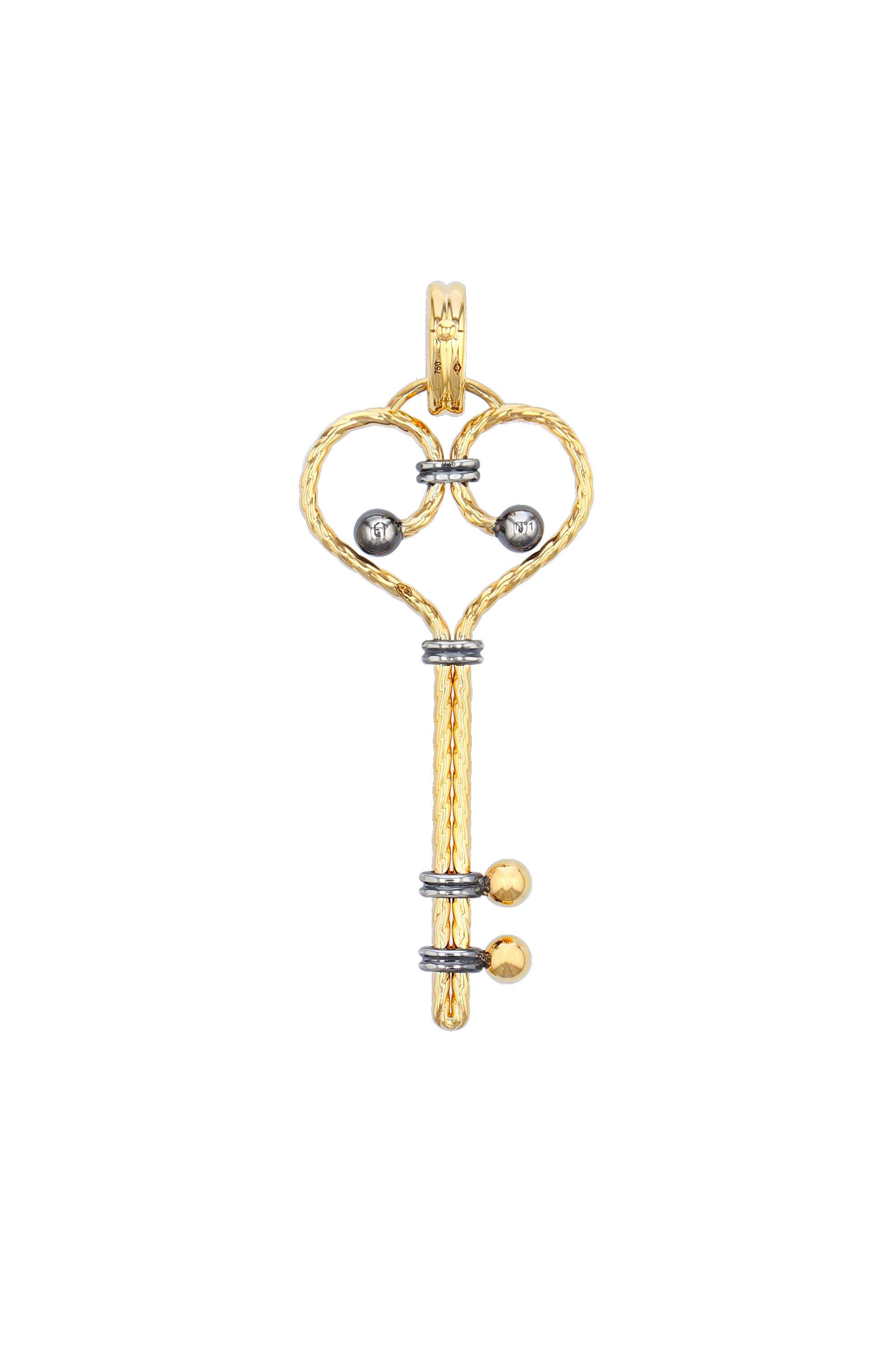 Diamond & Gold Clef Twist Charm by Elie Top In New Condition For Sale In Paris, France