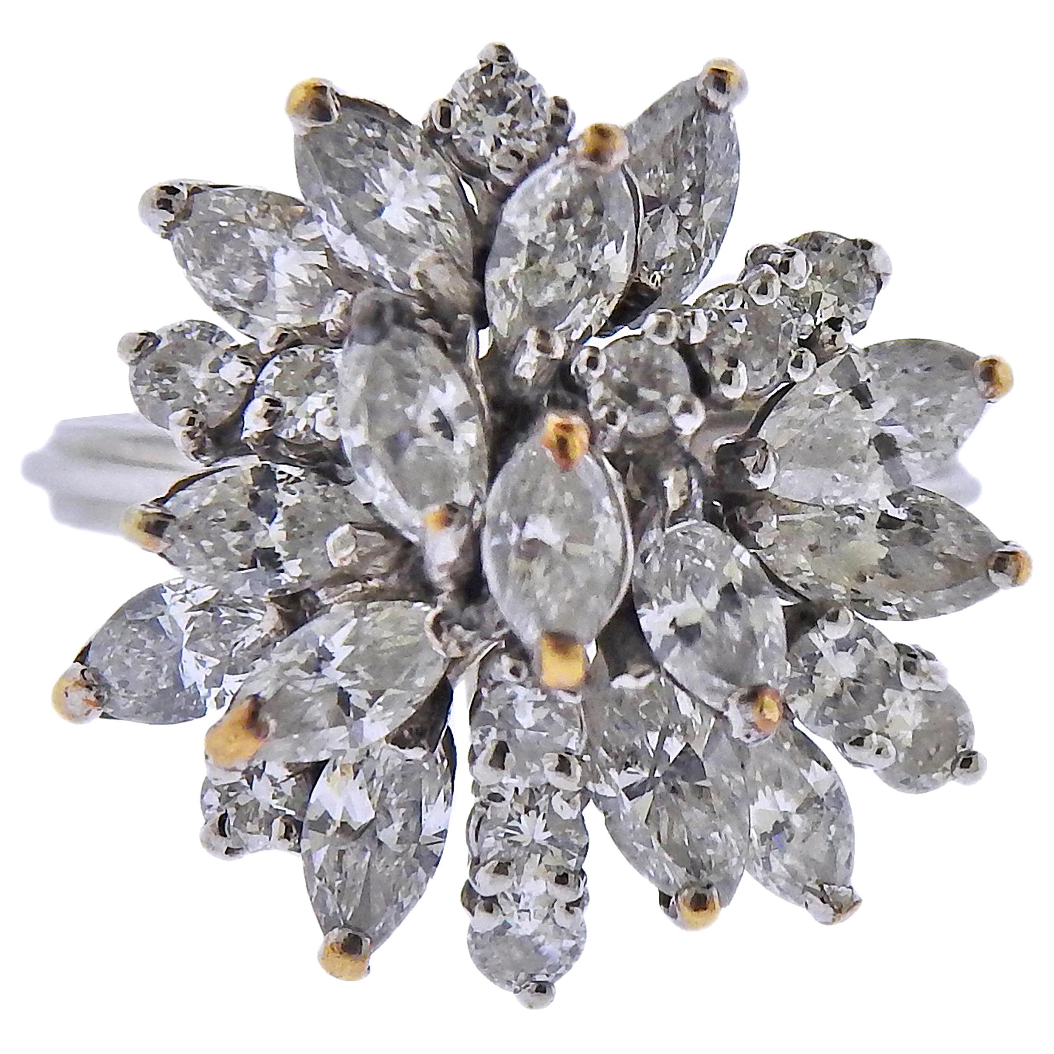 Diamond Gold Cluster Ring For Sale