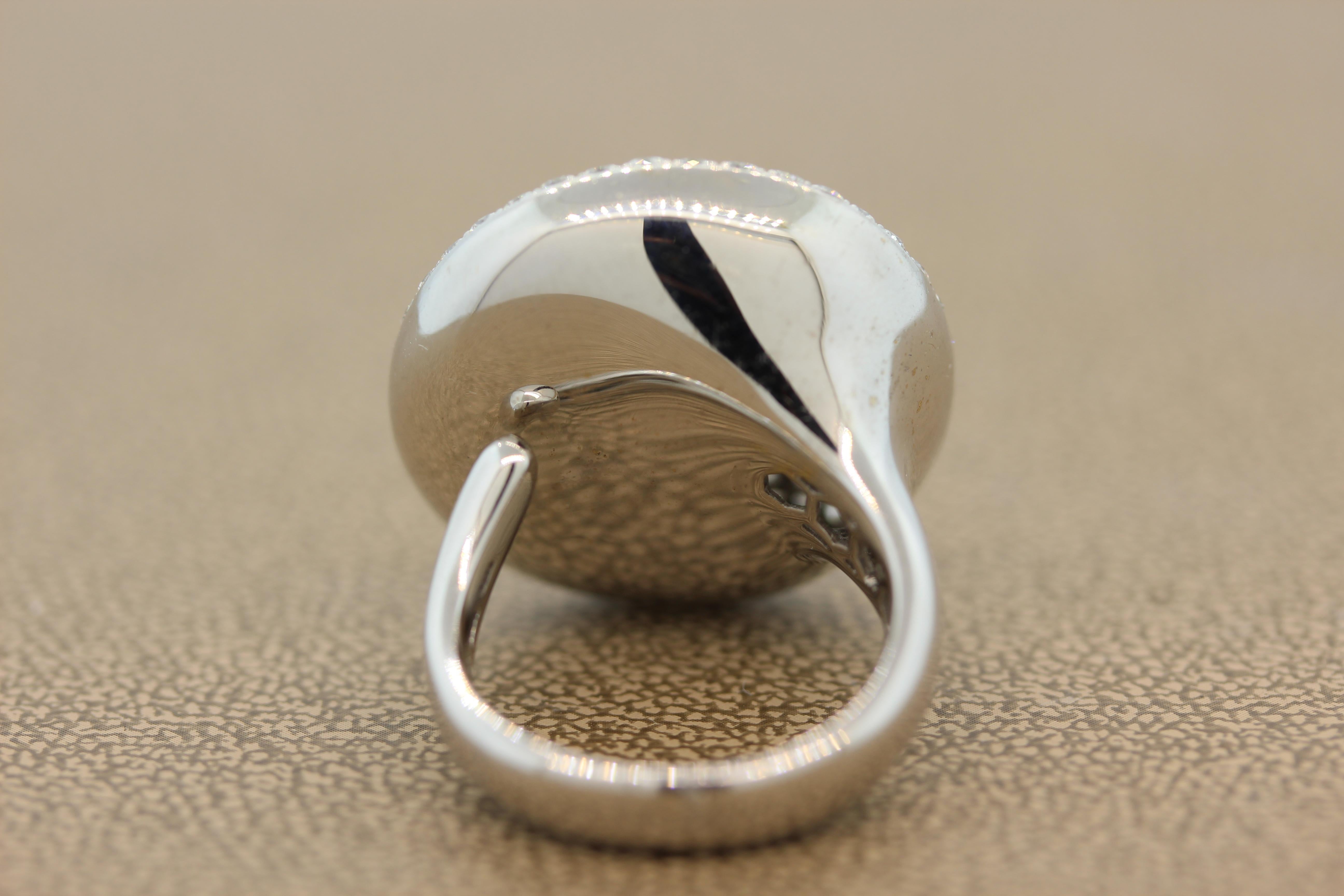Women's Diamond Gold Concave Cocktail Ring For Sale