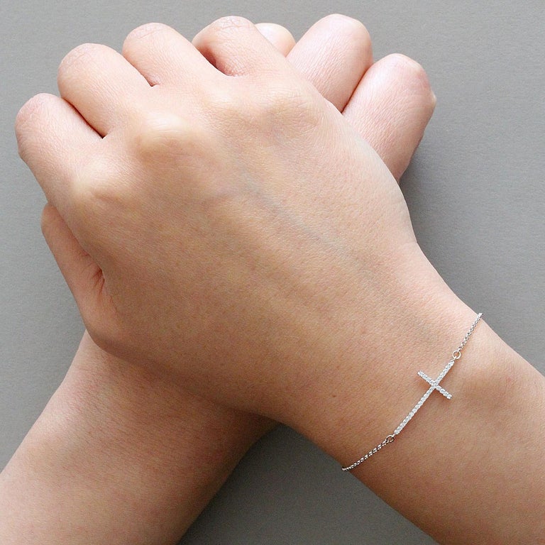Diamond Gold Cross Bracelet at 1stDibs