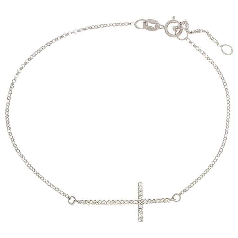 Diamond Gold Cross Bracelet at 1stDibs