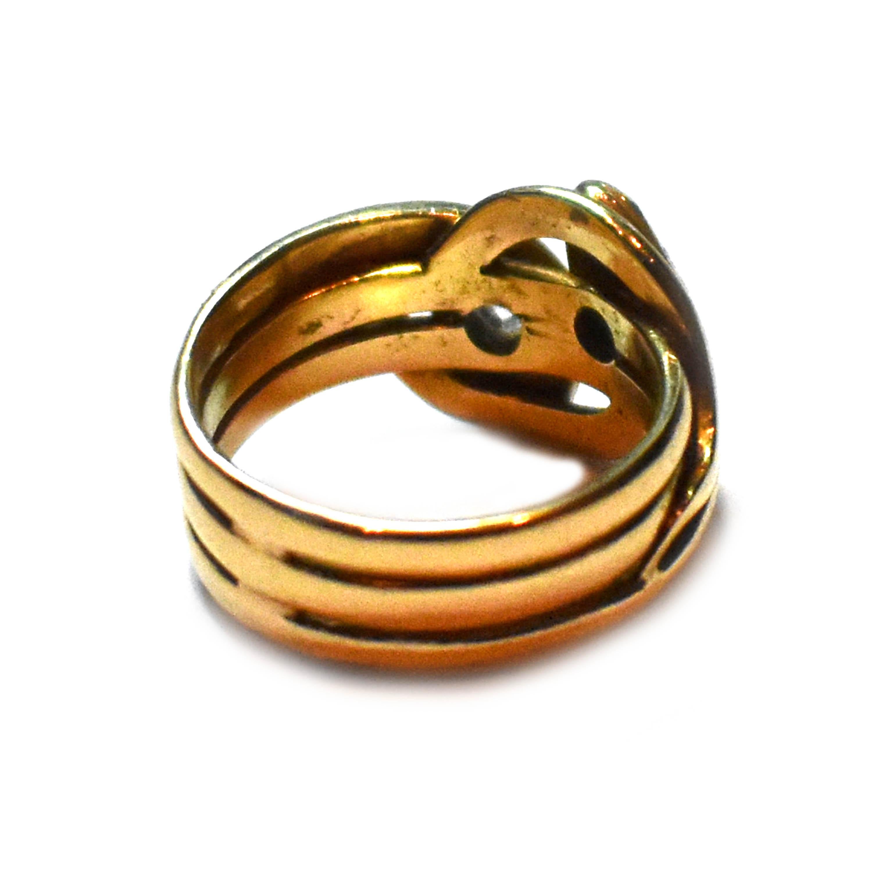 Diamond Gold Crossover Snake Ring In Good Condition In London, GB