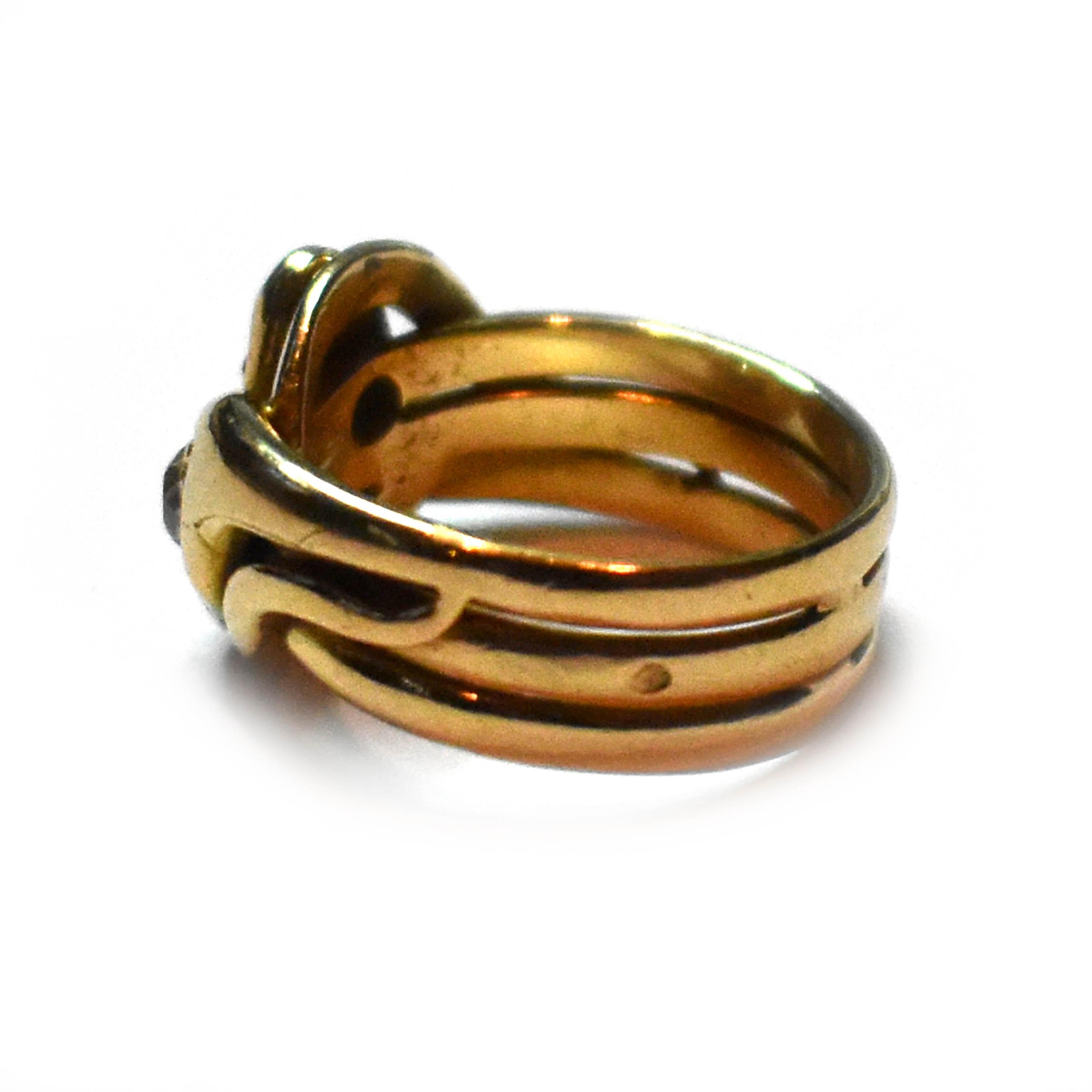Women's or Men's Diamond Gold Crossover Snake Ring