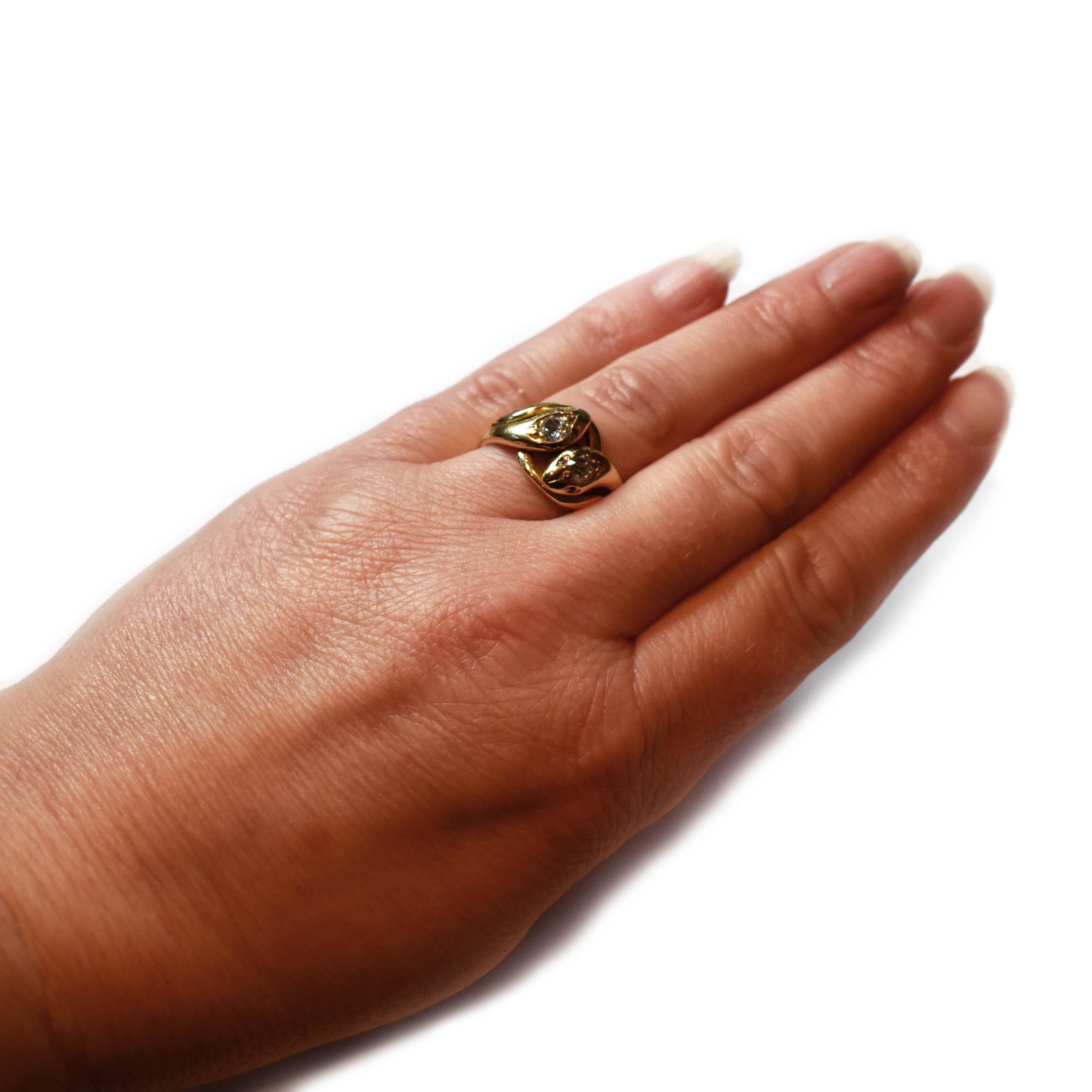 Diamond Gold Crossover Snake Ring 1