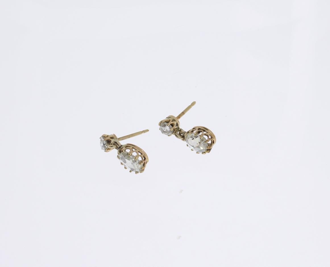 Oval Cut Diamond Gold Dangle Earrings For Sale